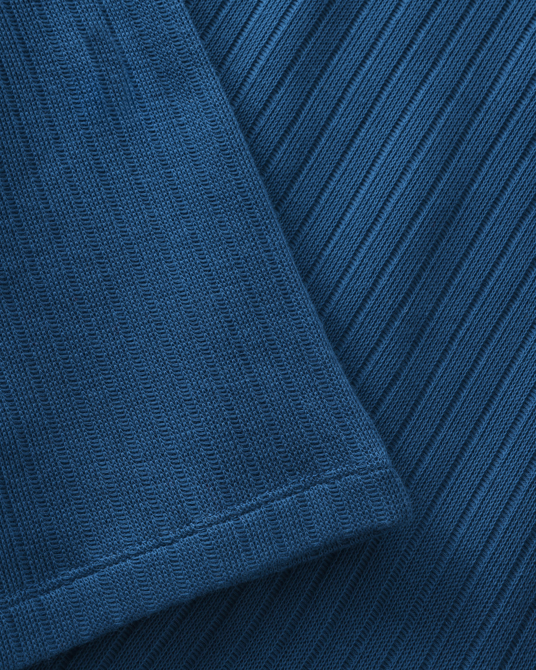 Schweres Geripptes T-Shirt Bio Baumwolle - Royalblau