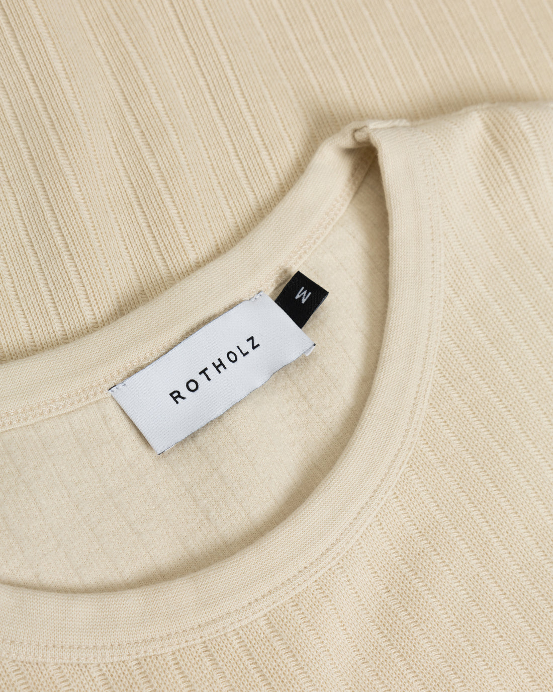 Schweres Geripptes T-Shirt Bio Baumwolle - Creme