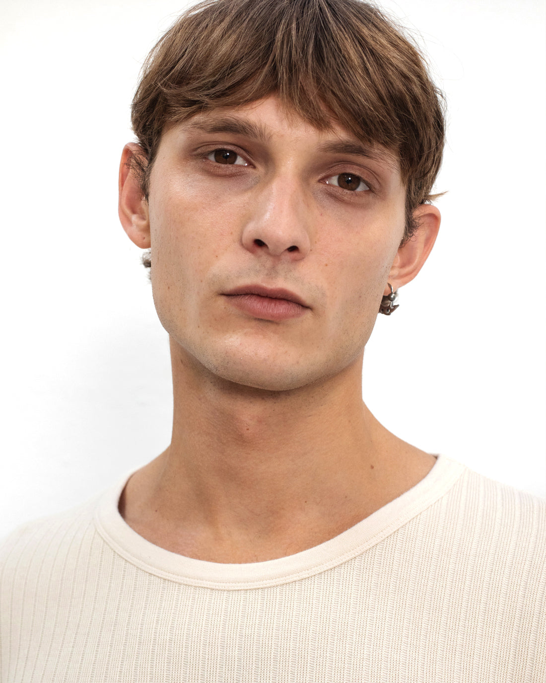 Geripptes T-Shirt Bio Baumwolle - Creme