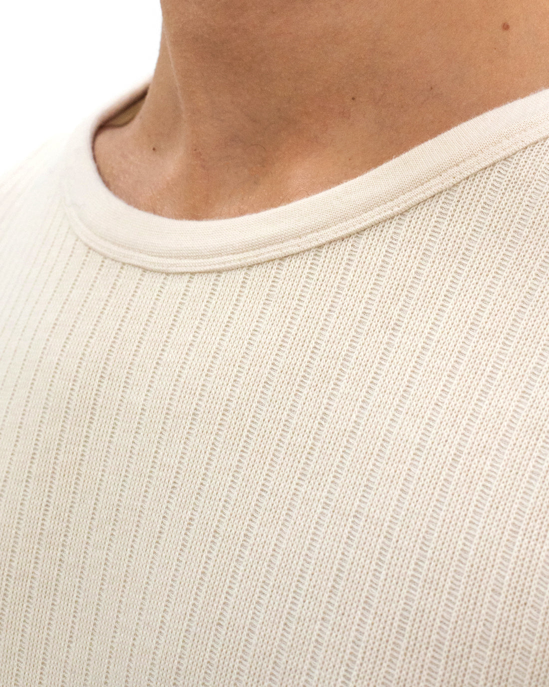Geripptes T-Shirt Bio Baumwolle - Creme