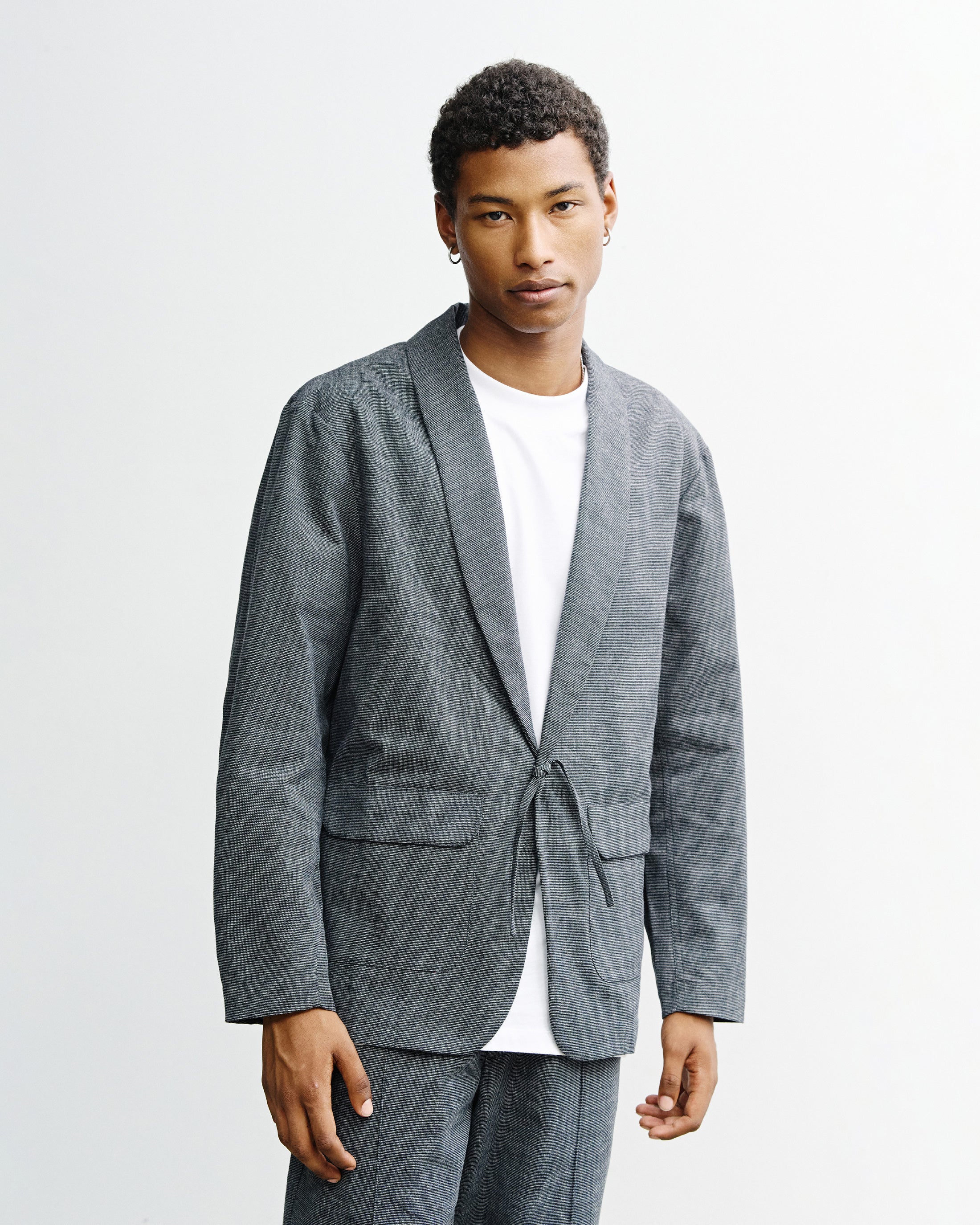 Kimono Blazer Bio Baumwolle - Grau Melange