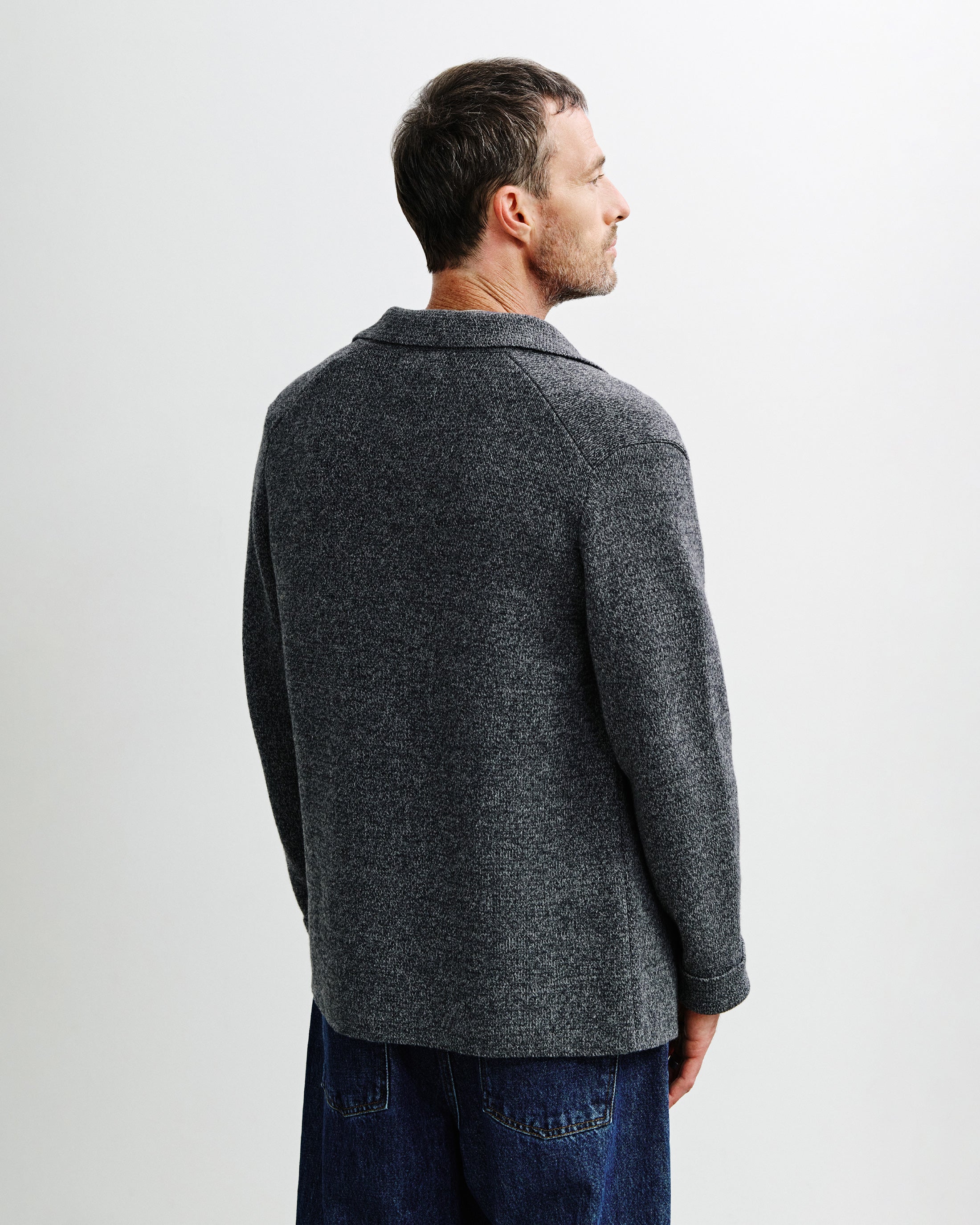 Strickjacke Recycelte Wolle - Grau Melange
