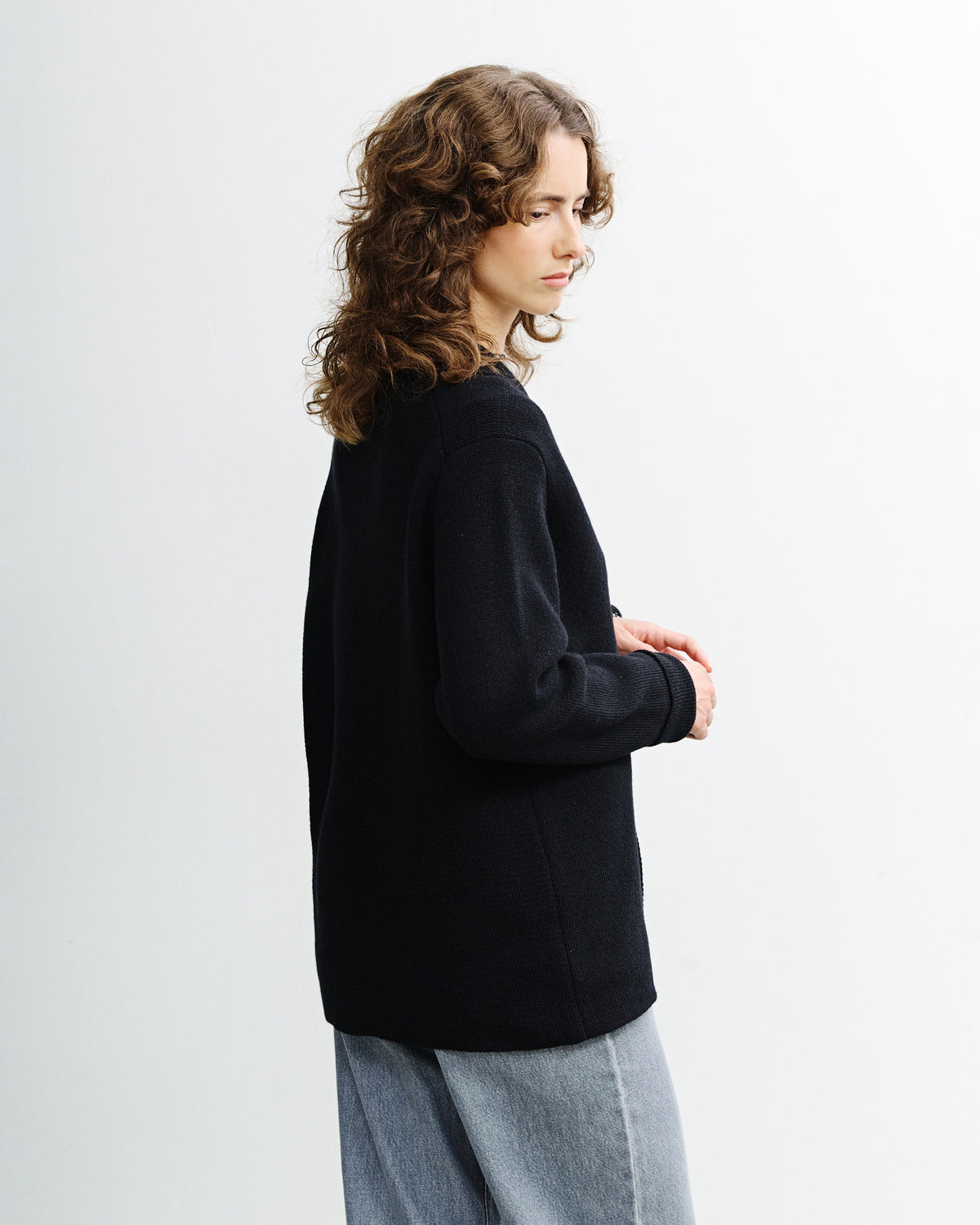 Strickjacke Recycelte Wolle - True Black