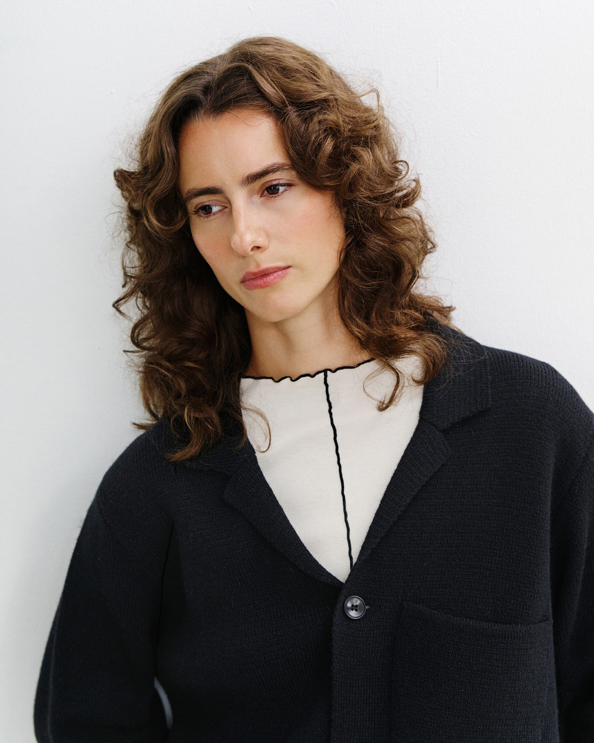 Strickjacke Recycelte Wolle - True Black