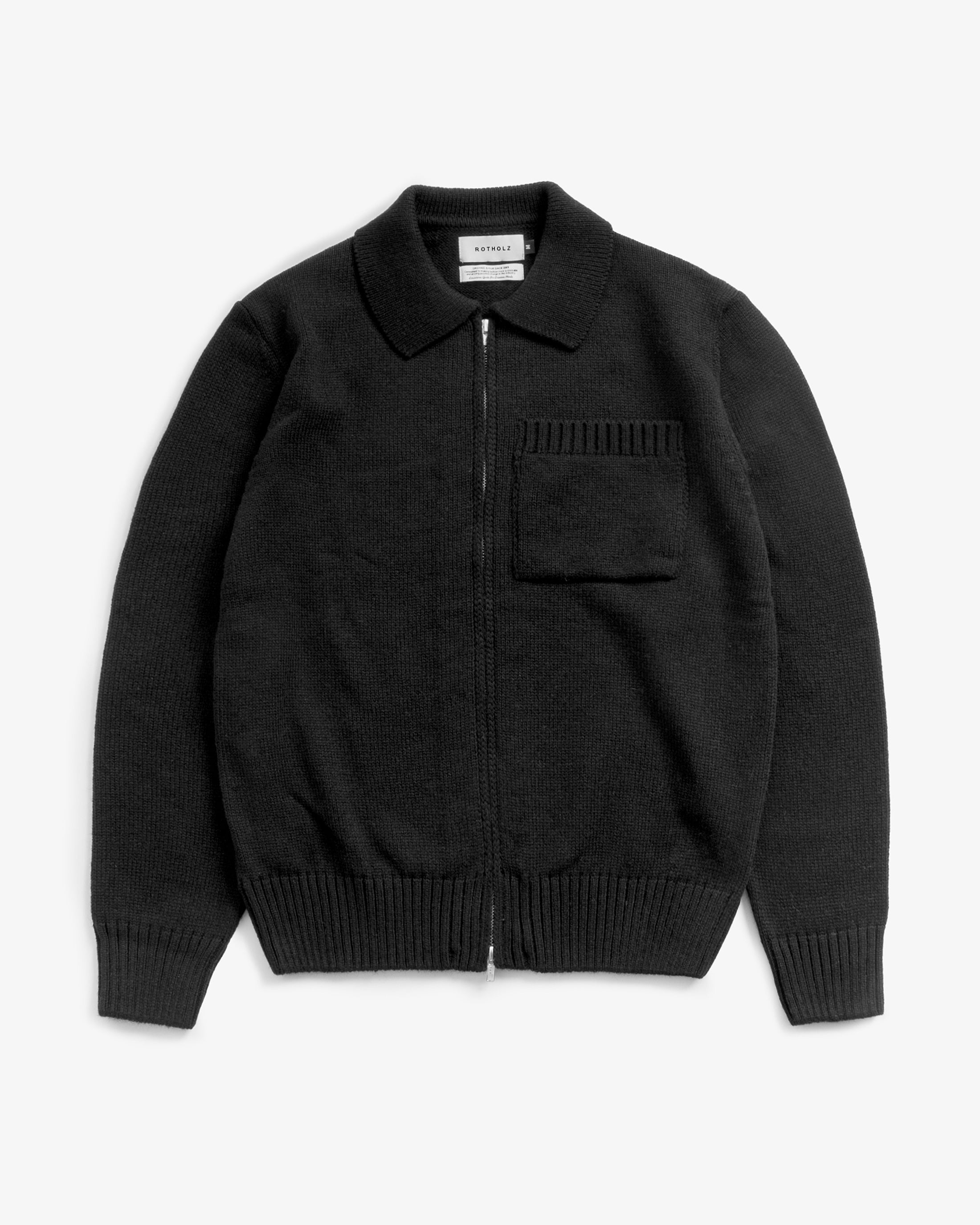 Polo Strickjacke Recycelte Wolle - Schwarz