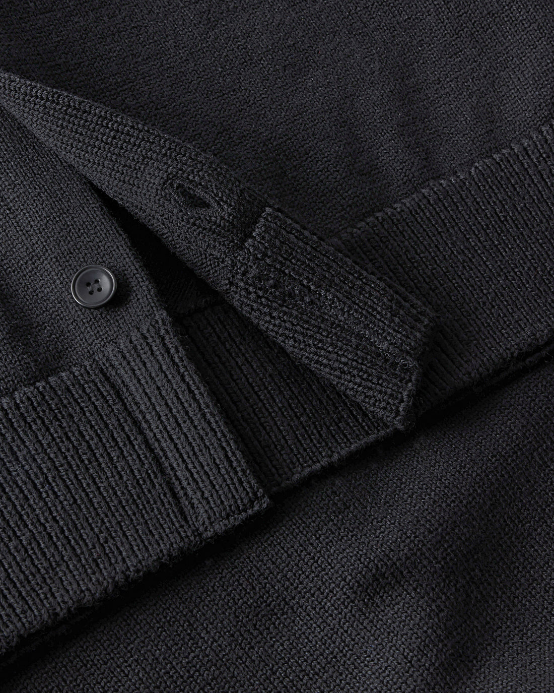 Strick Shirt Merinowolle - Schwarz