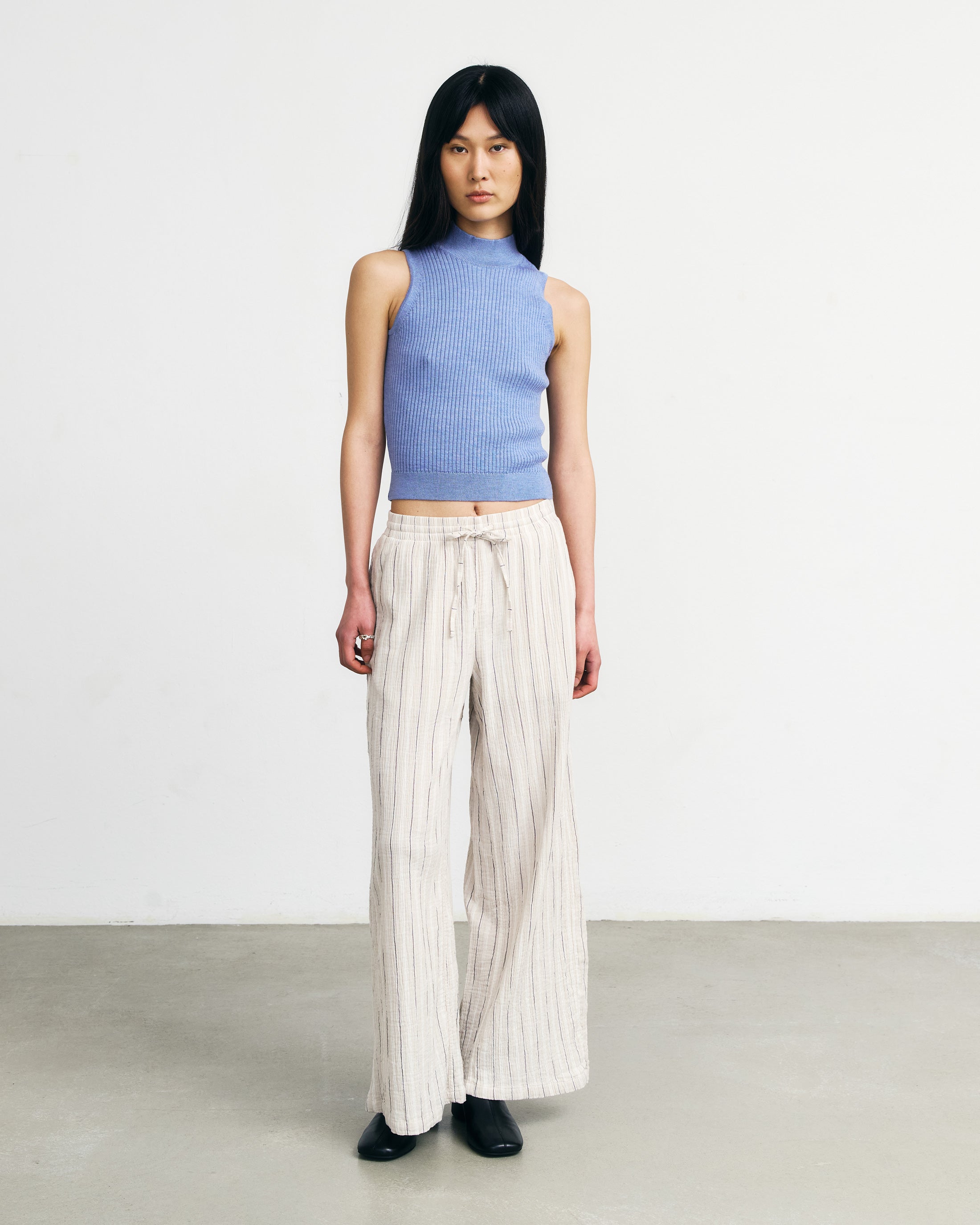 Merino Strick Singlet - Blau