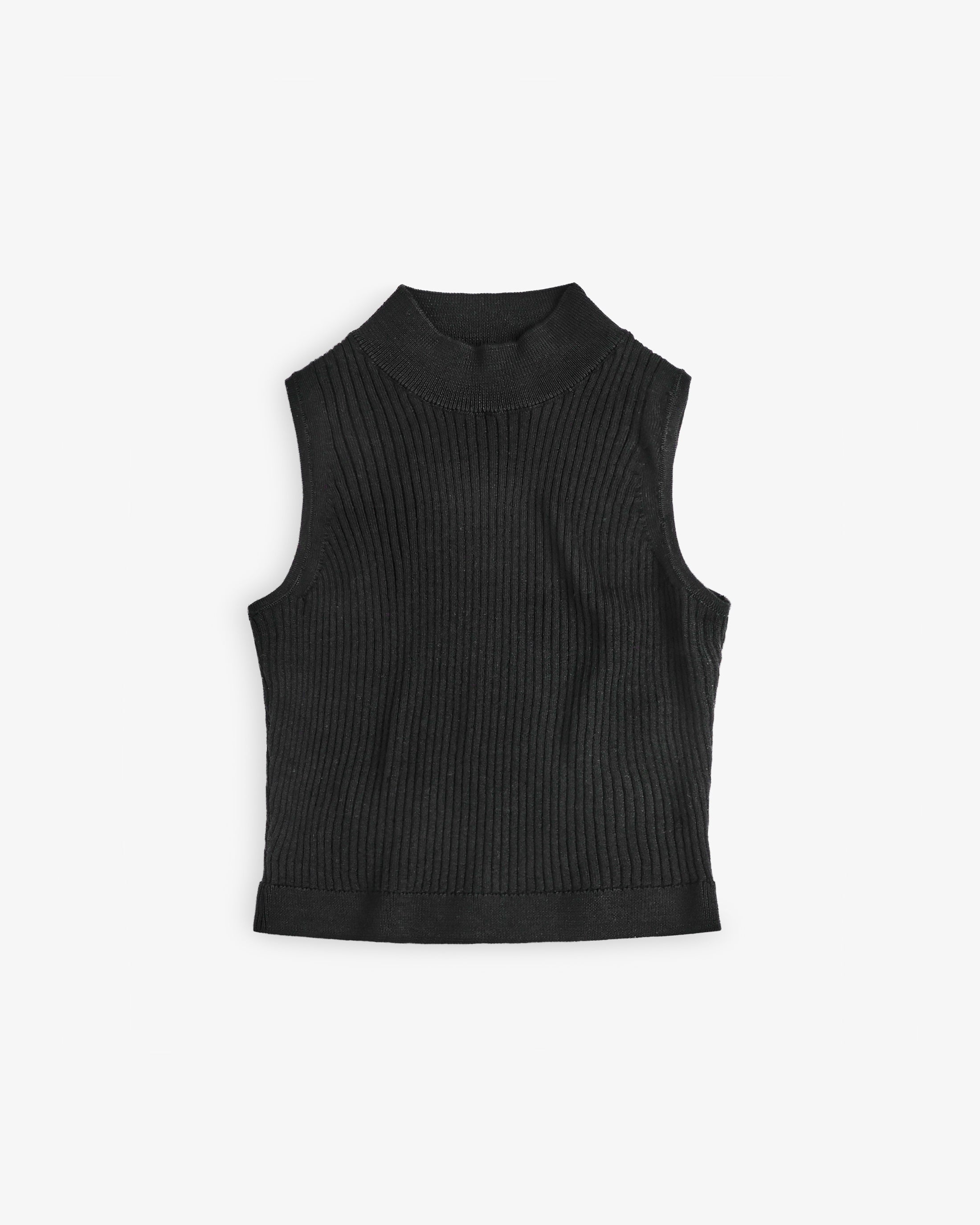 Merino Strick Singlet - Schwarz