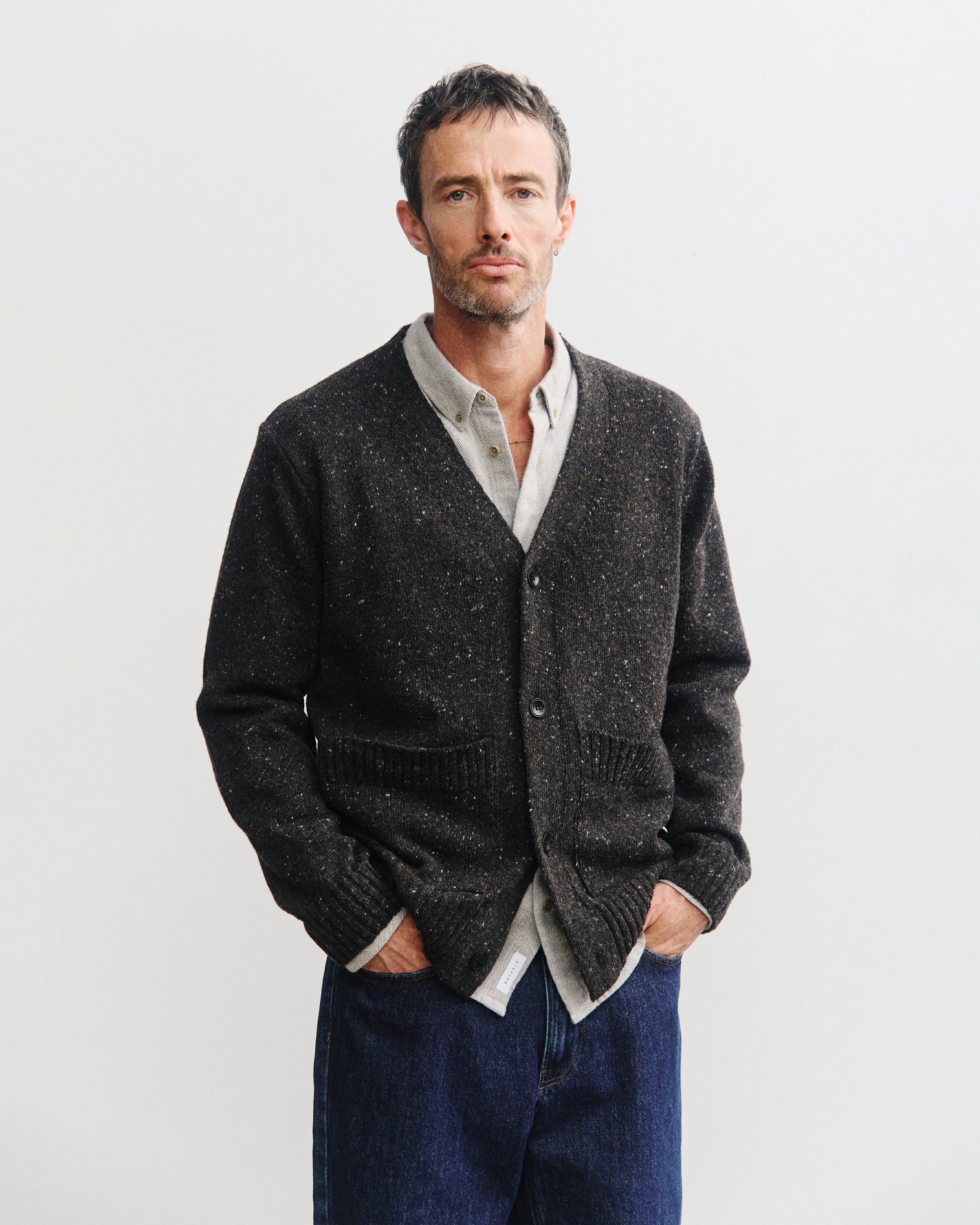 Strick Cardigan Merinowolle - Schwarz