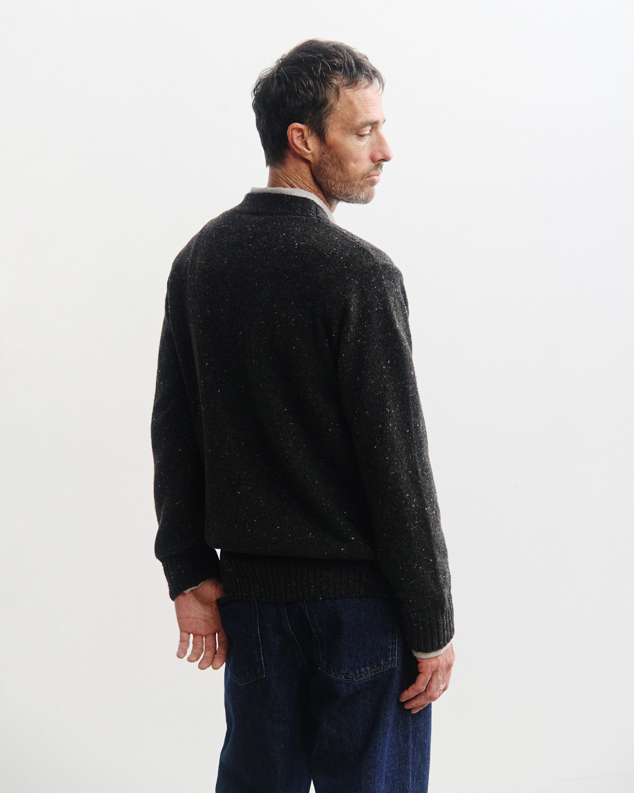 Strick Cardigan Merinowolle - Schwarz