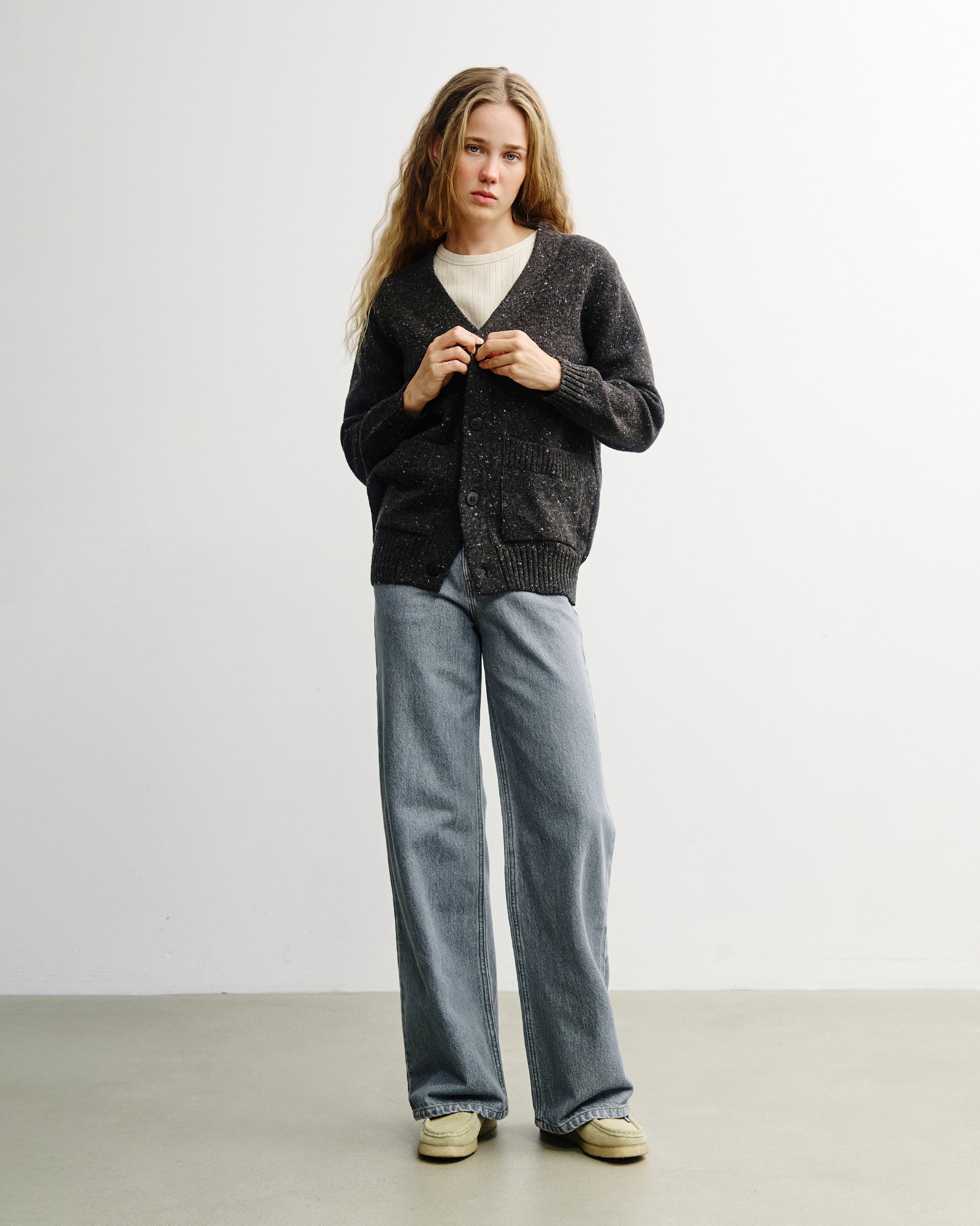 Strick Cardigan Merinowolle - Schwarz