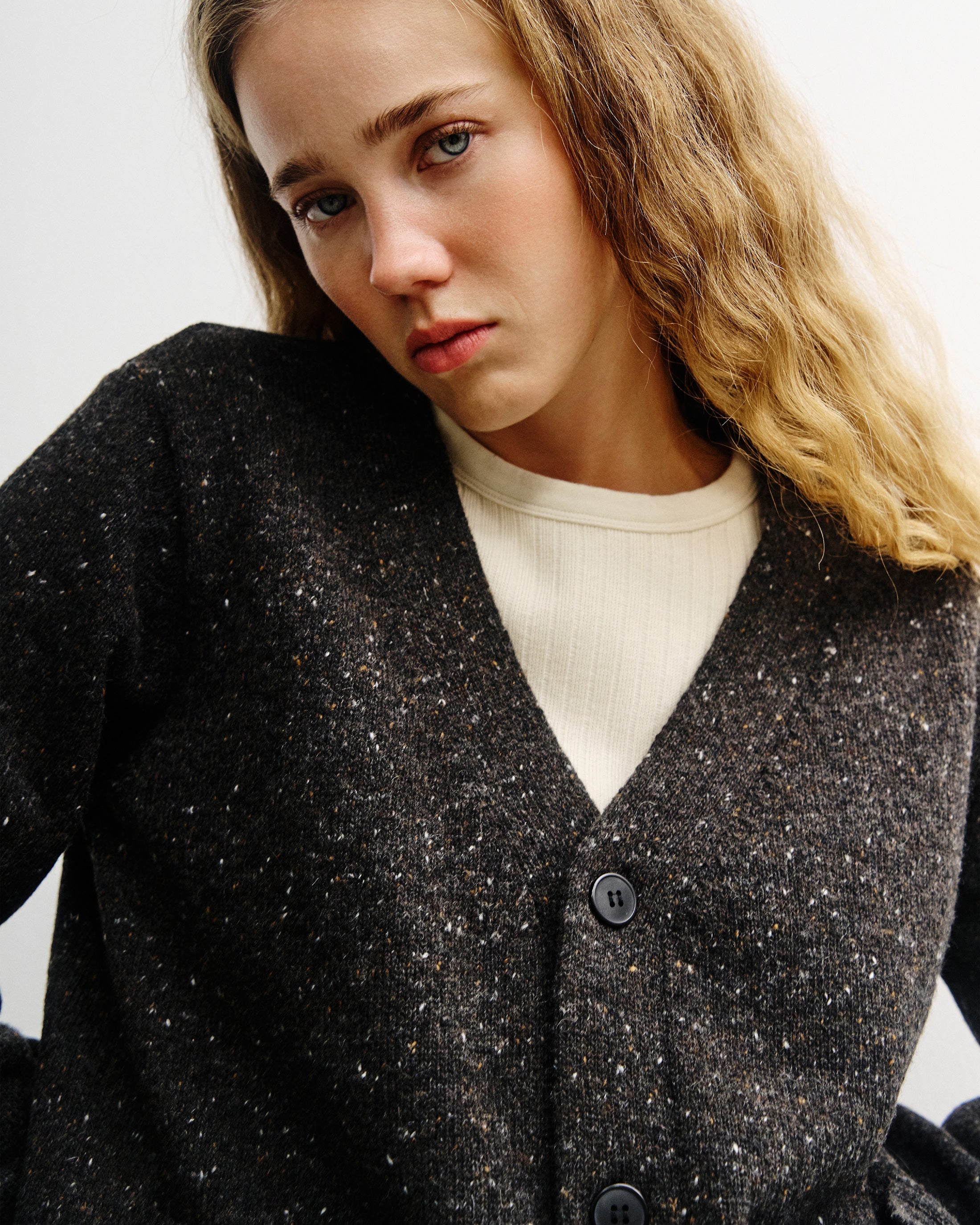 Strick Cardigan Merinowolle - Schwarz