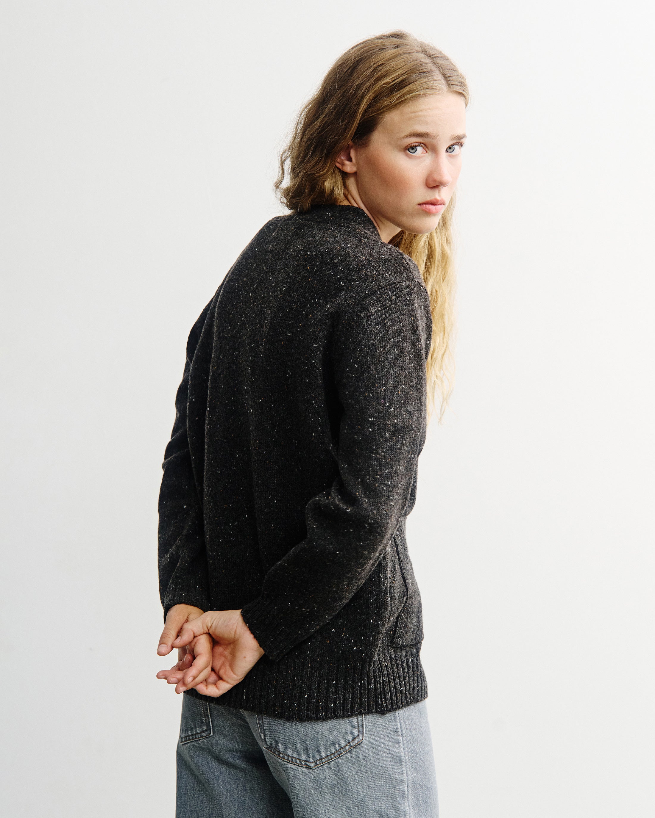 Strick Cardigan Merinowolle - Schwarz