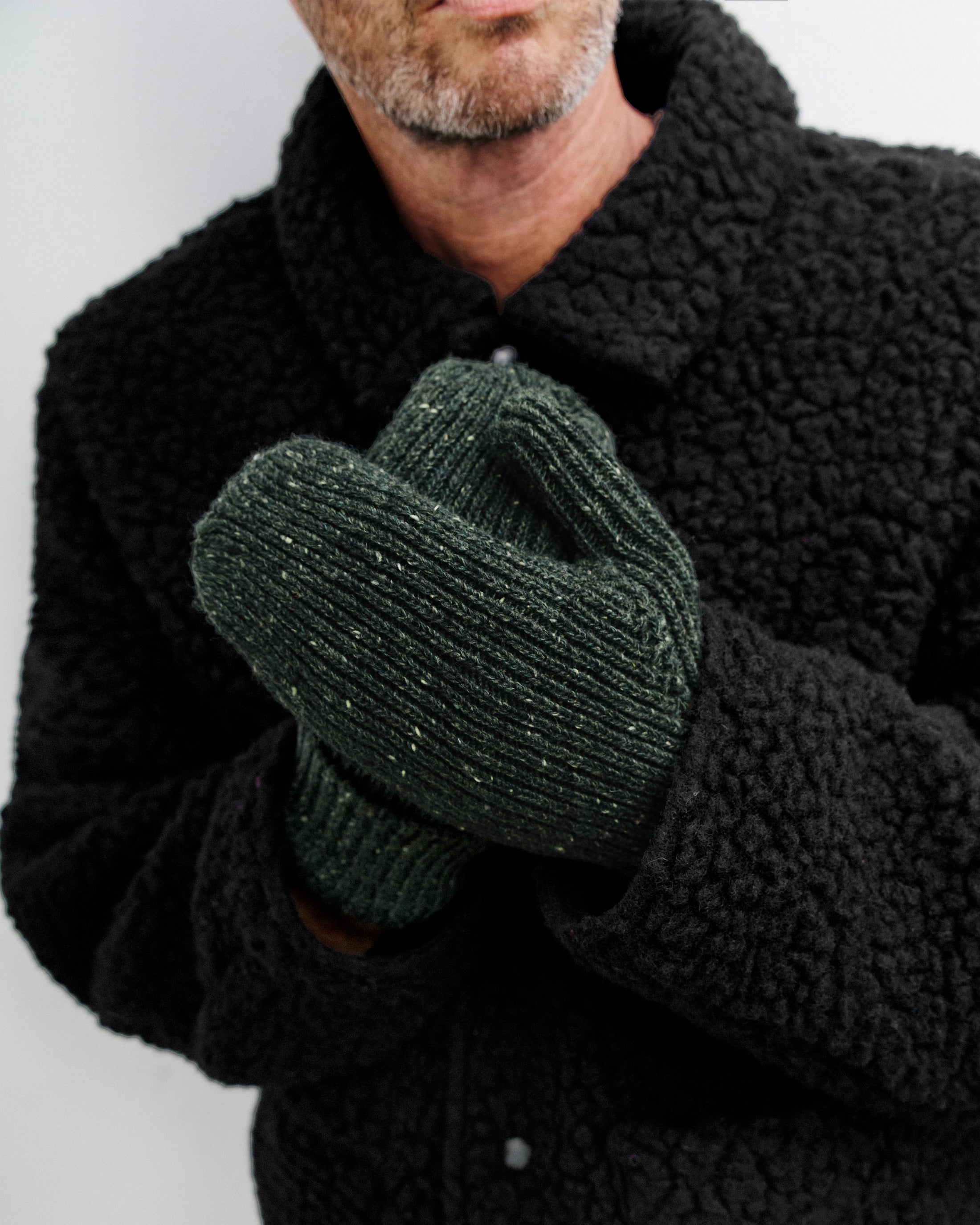 Gestrickte Handschuhe Merinowolle - Grün