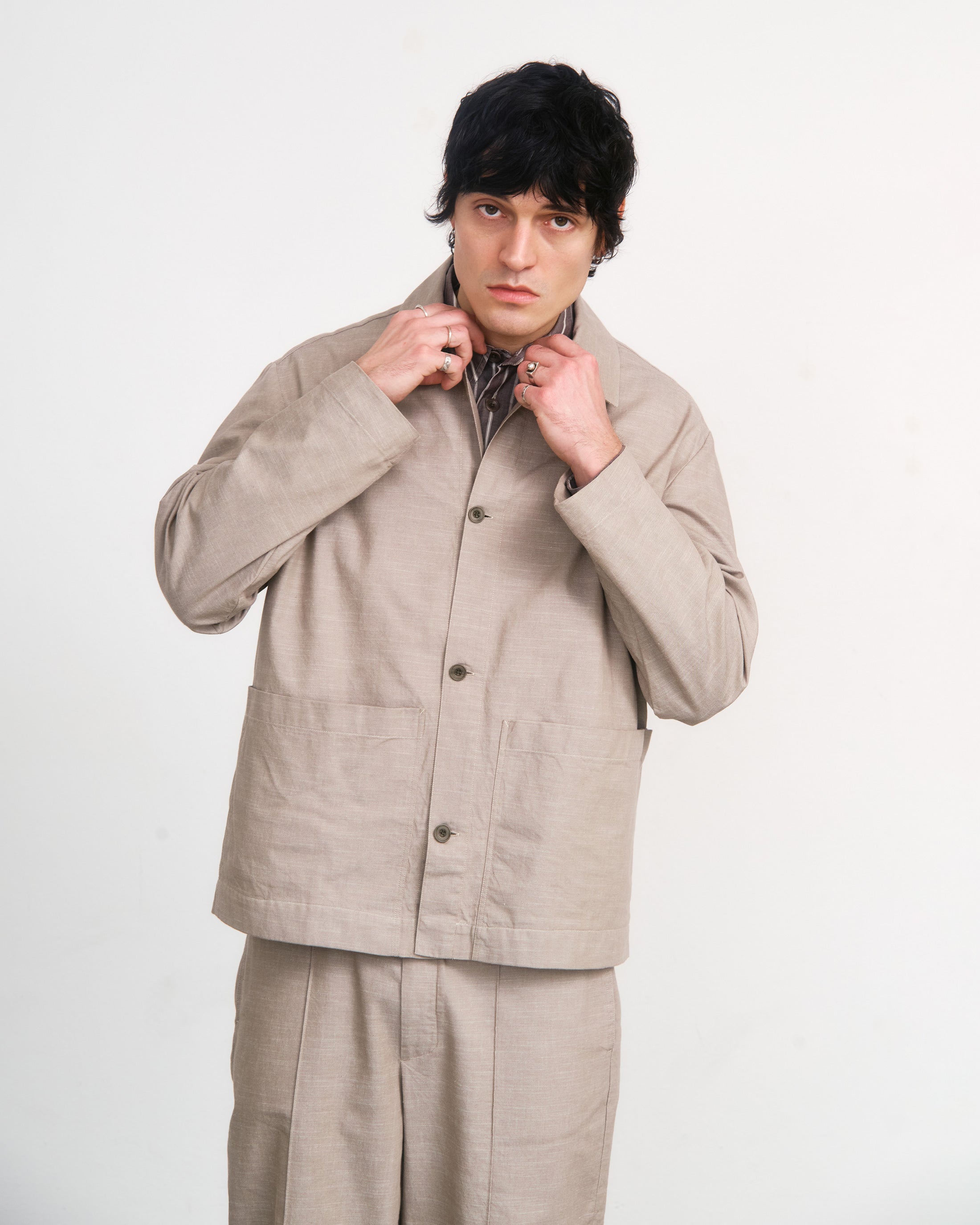 Leichte Workwear Jacke Bio Baumwolle - Sand