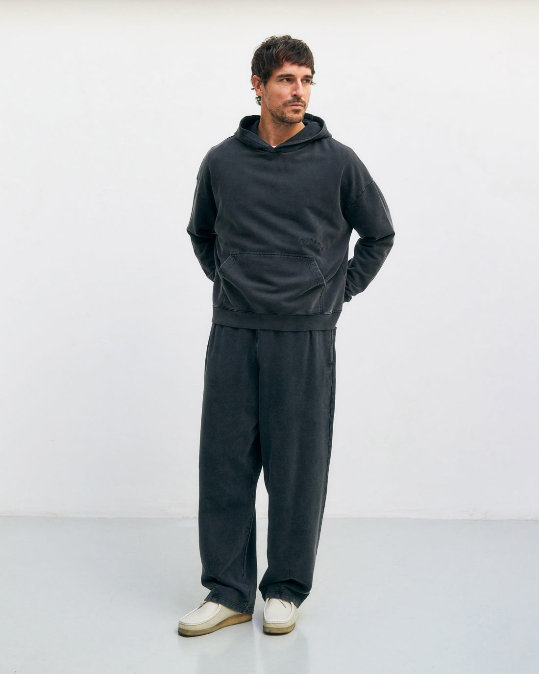 Logo Hoodie Bio Baumwolle - Washed Black