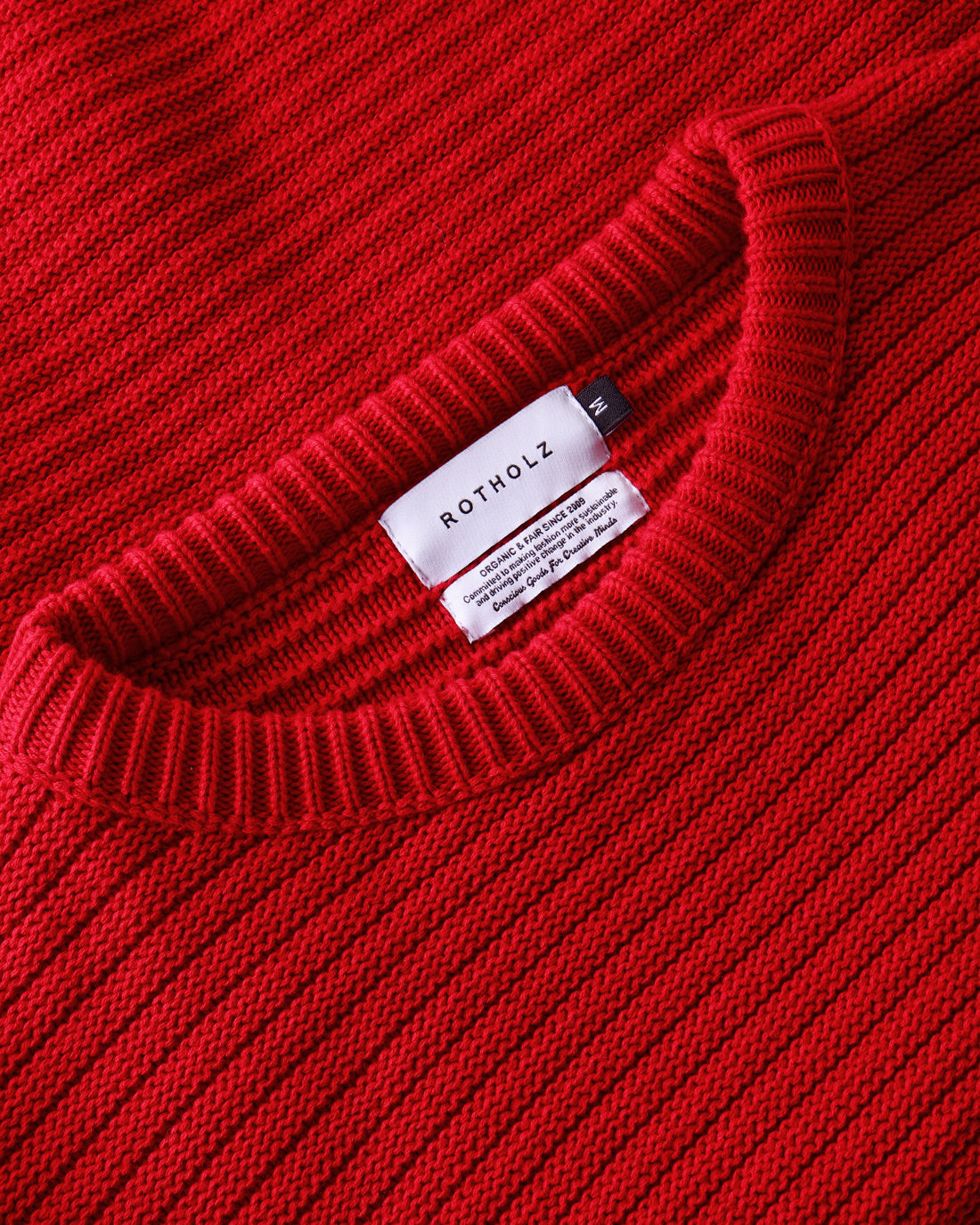 Gerippter Strickpullover Bio Baumwolle - Rot