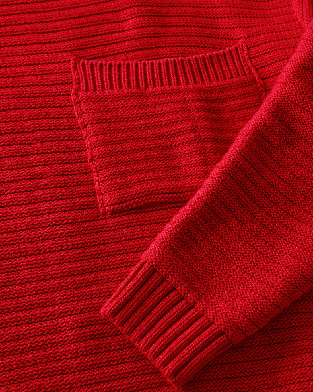 Gerippter Strickpullover Bio Baumwolle - Rot