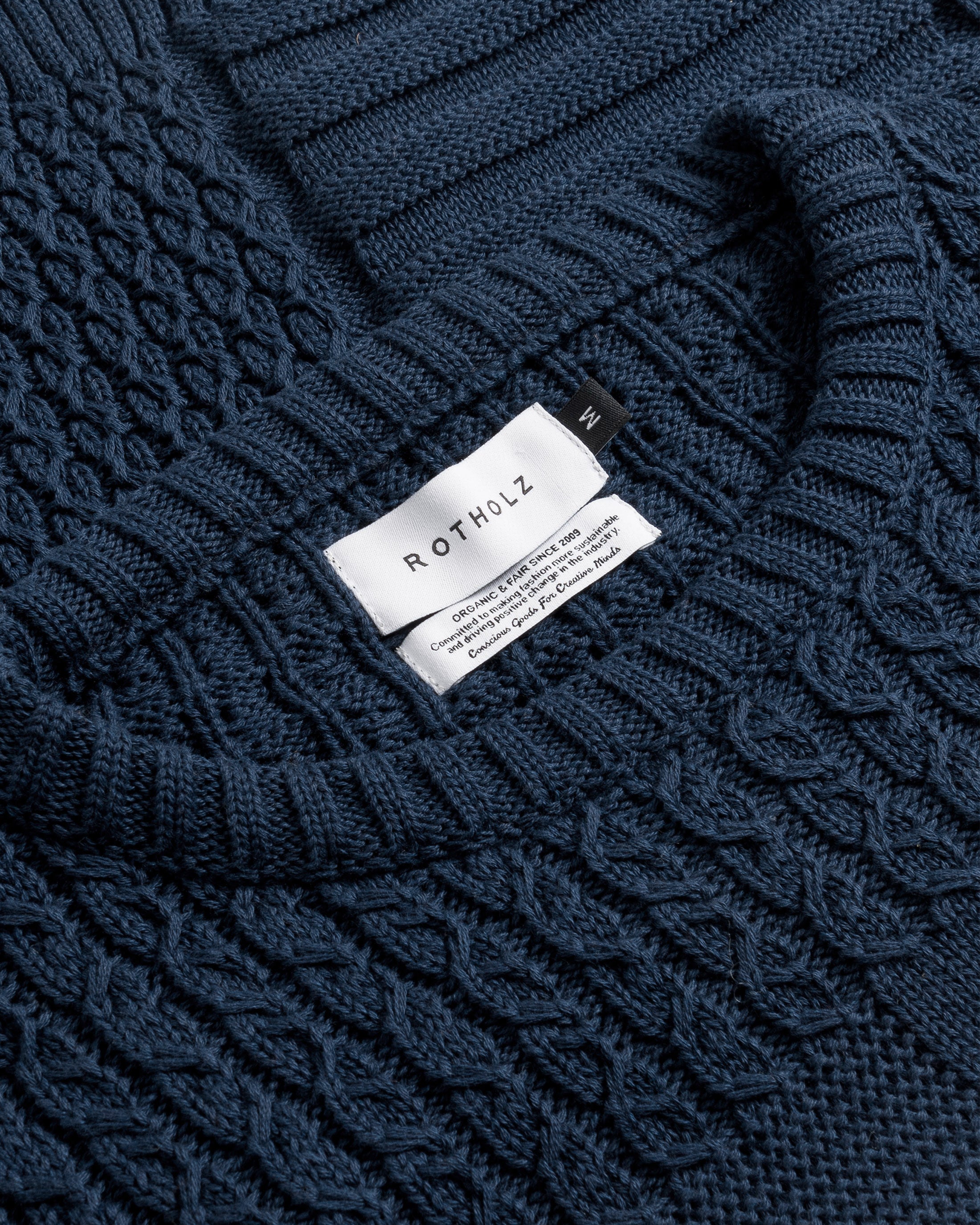 Patchwork Strick Sweatshirt Bio Baumwolle - Dunkelblau
