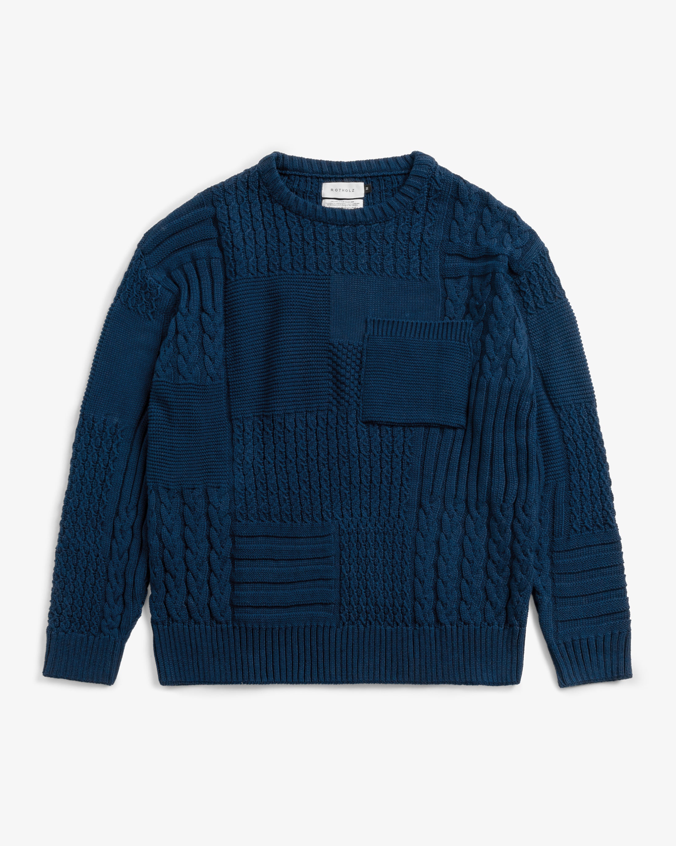 Patchwork Strick Sweatshirt Bio Baumwolle - Dunkelblau