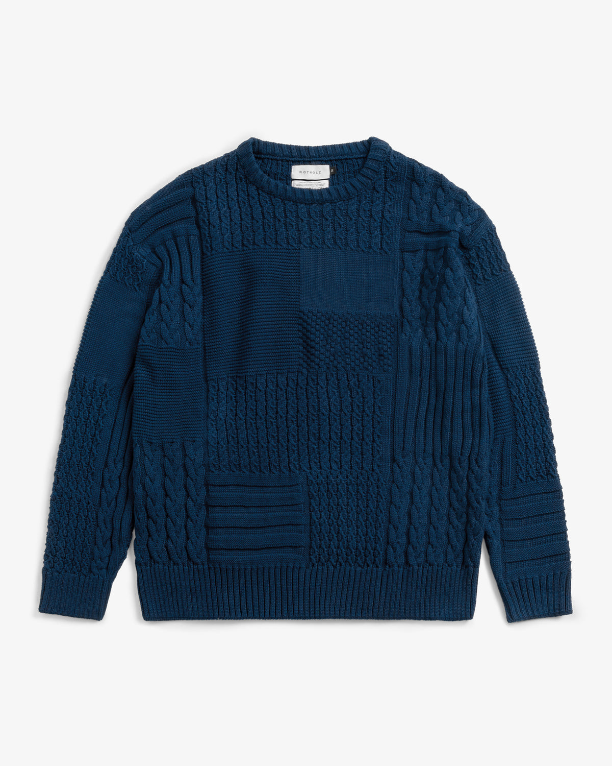 Patchwork Strick Sweatshirt Bio Baumwolle - Dunkelblau
