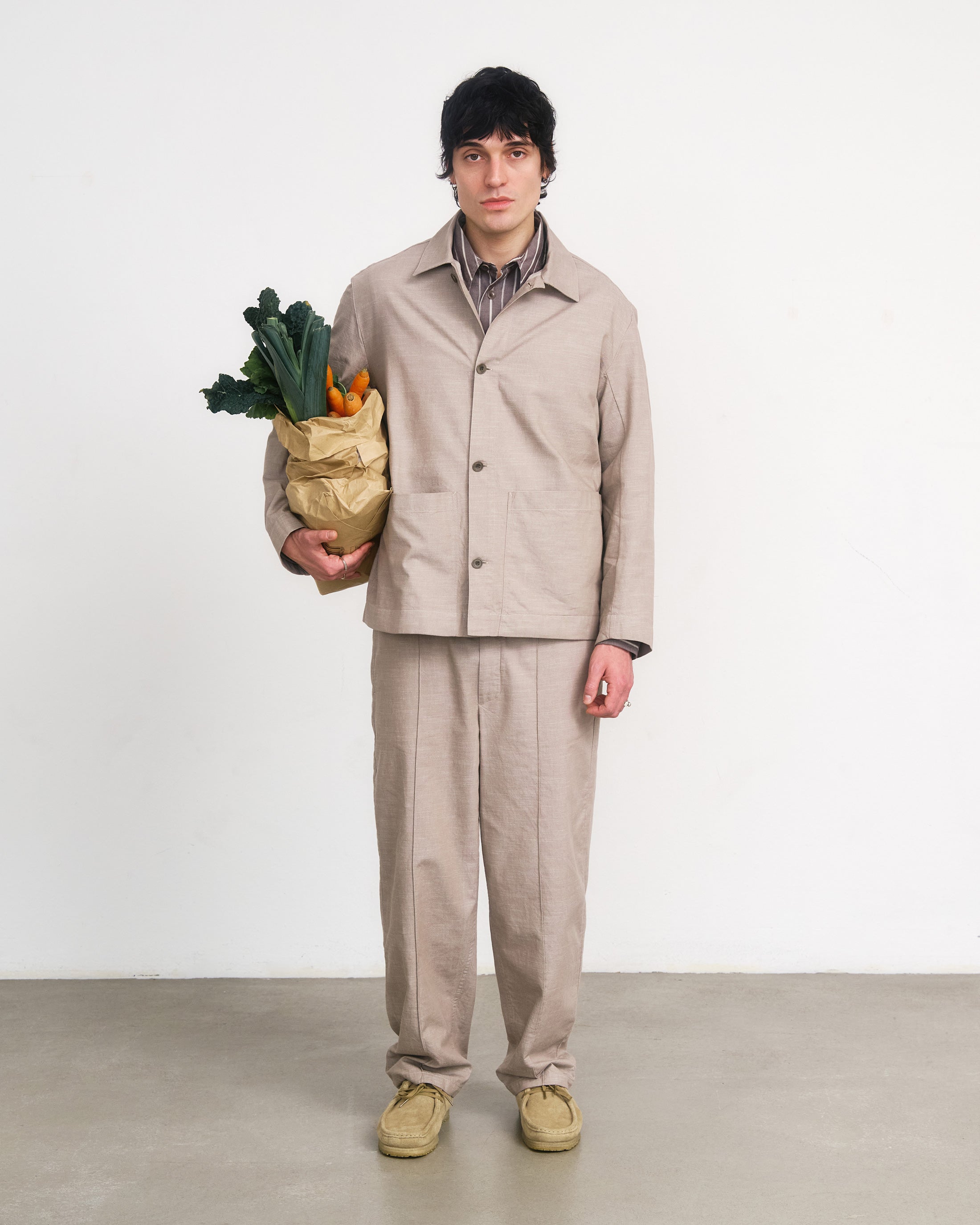 Weite Bundfaltenhose Bio Baumwolle - Sand