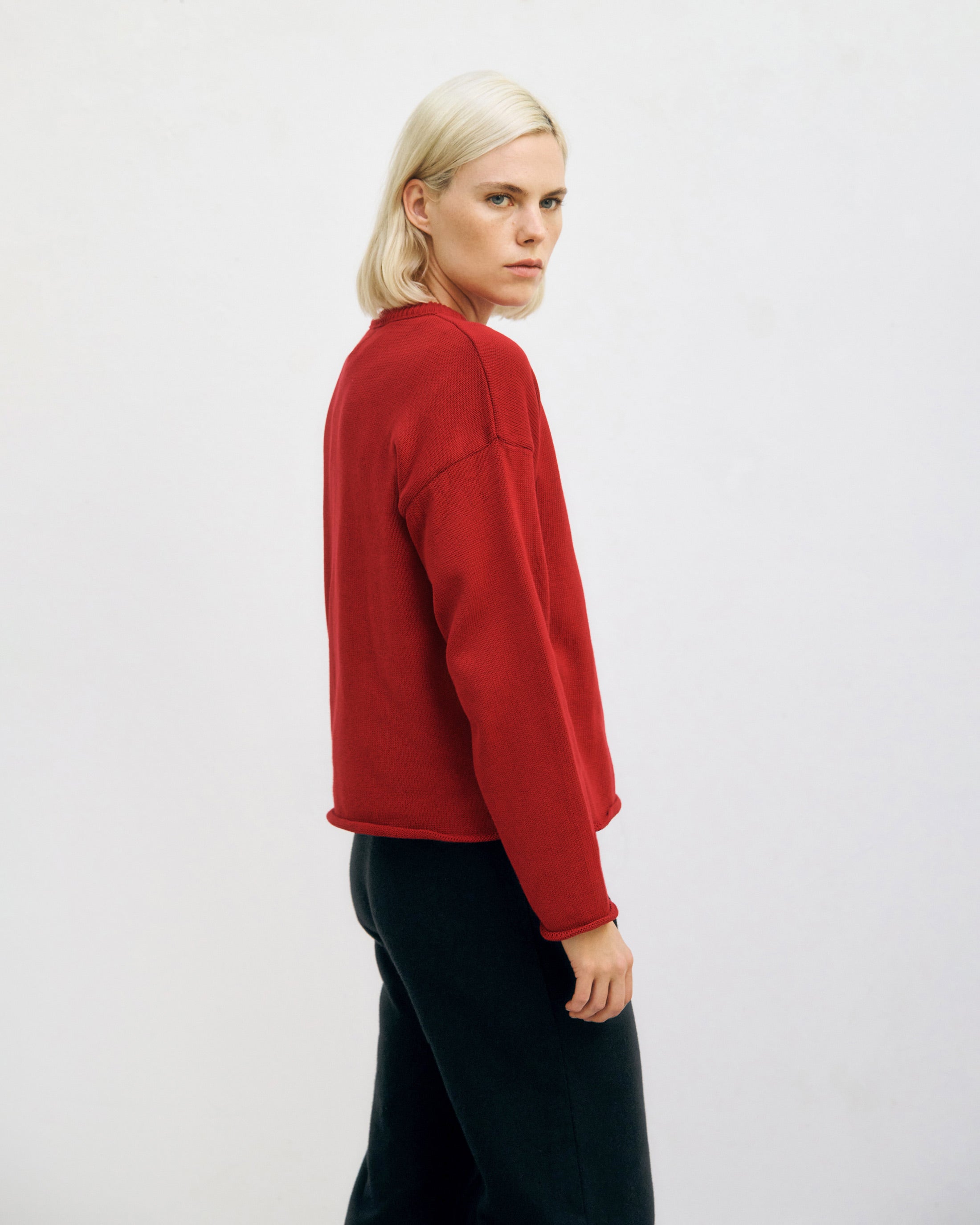 Oversize Strickpullover Bio Baumwolle - Rot