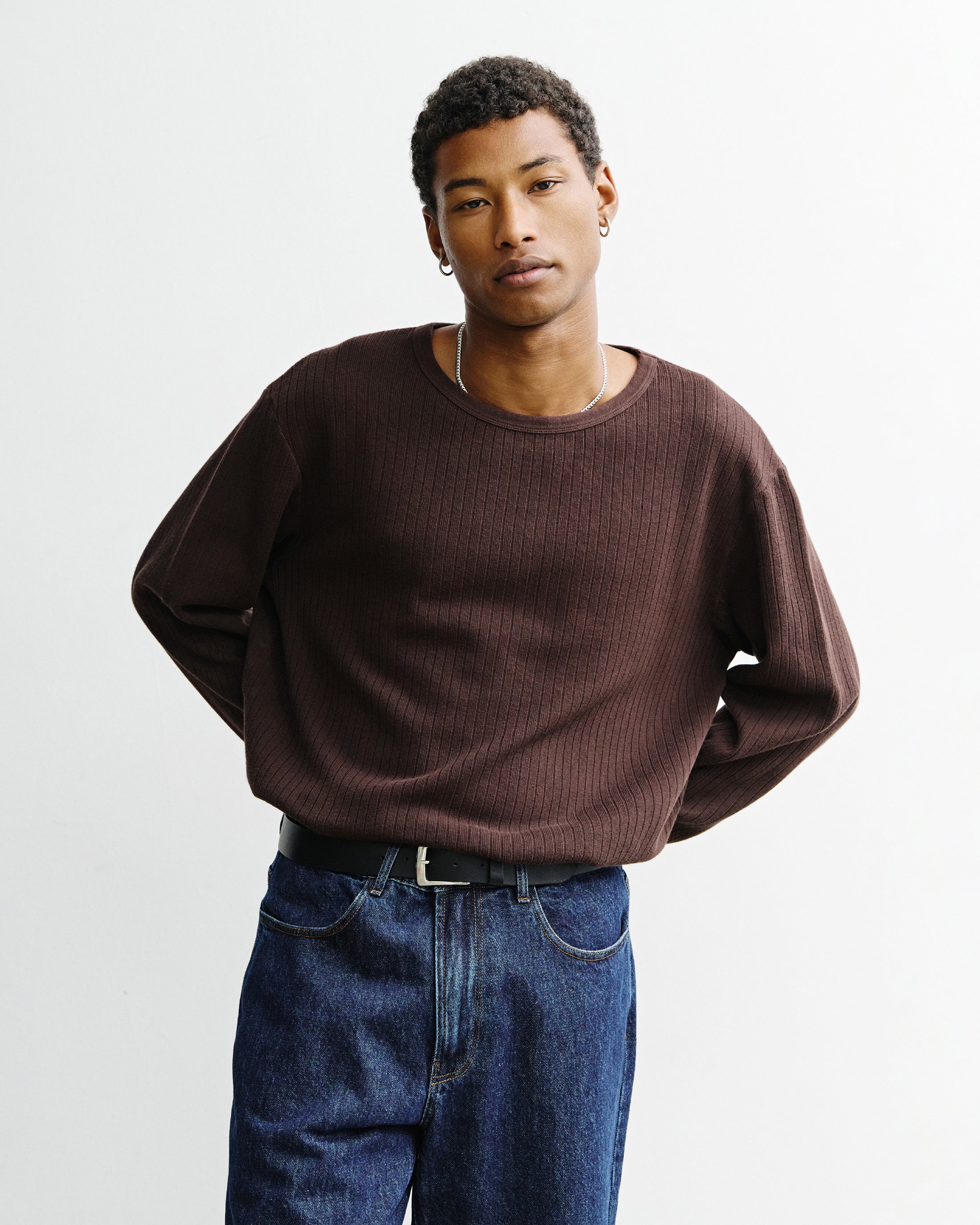 Oversize Longsleeve Bio Baumwolle - Braun
