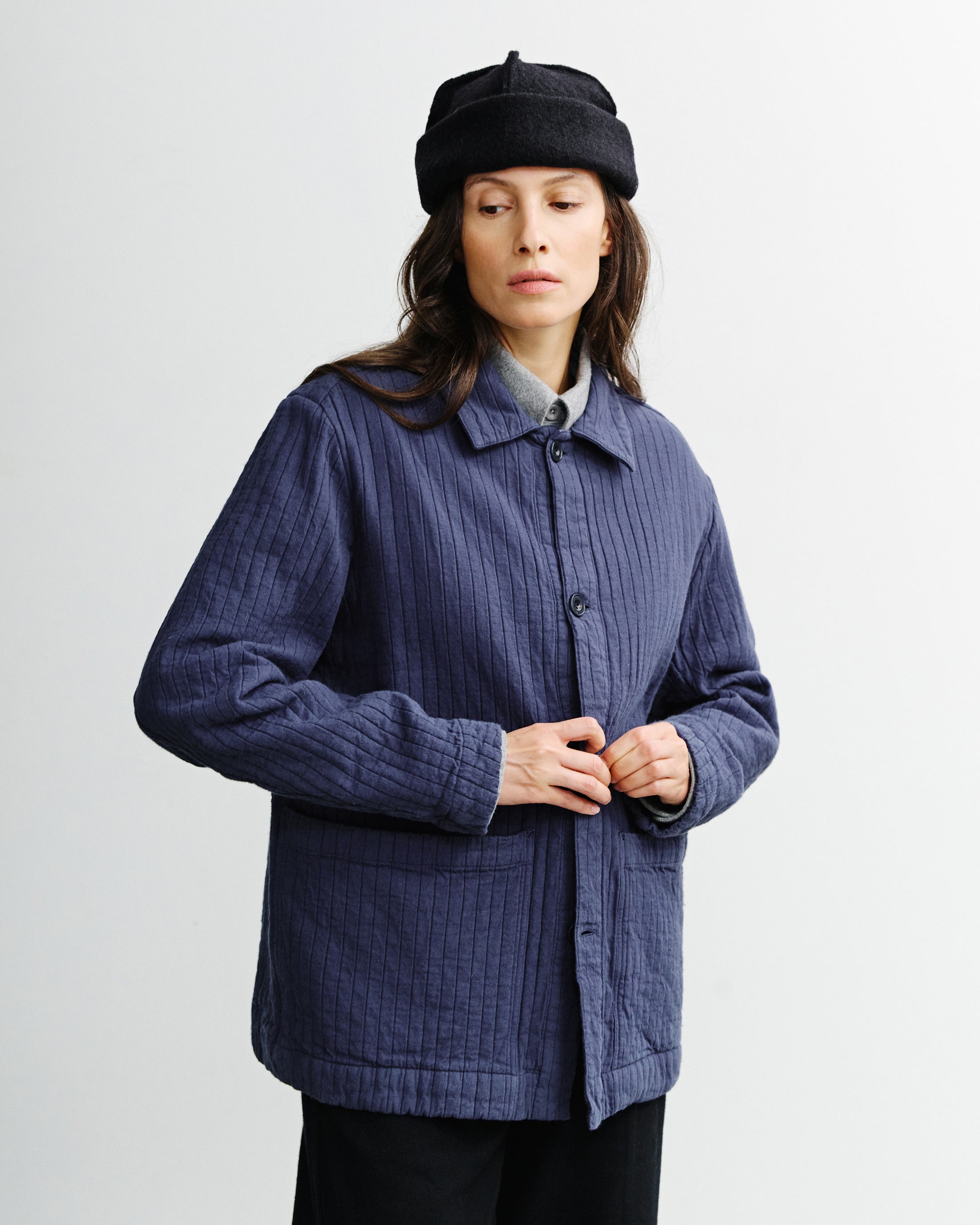 Workwear Jacke Ribb Bio Baumwolle - Blau