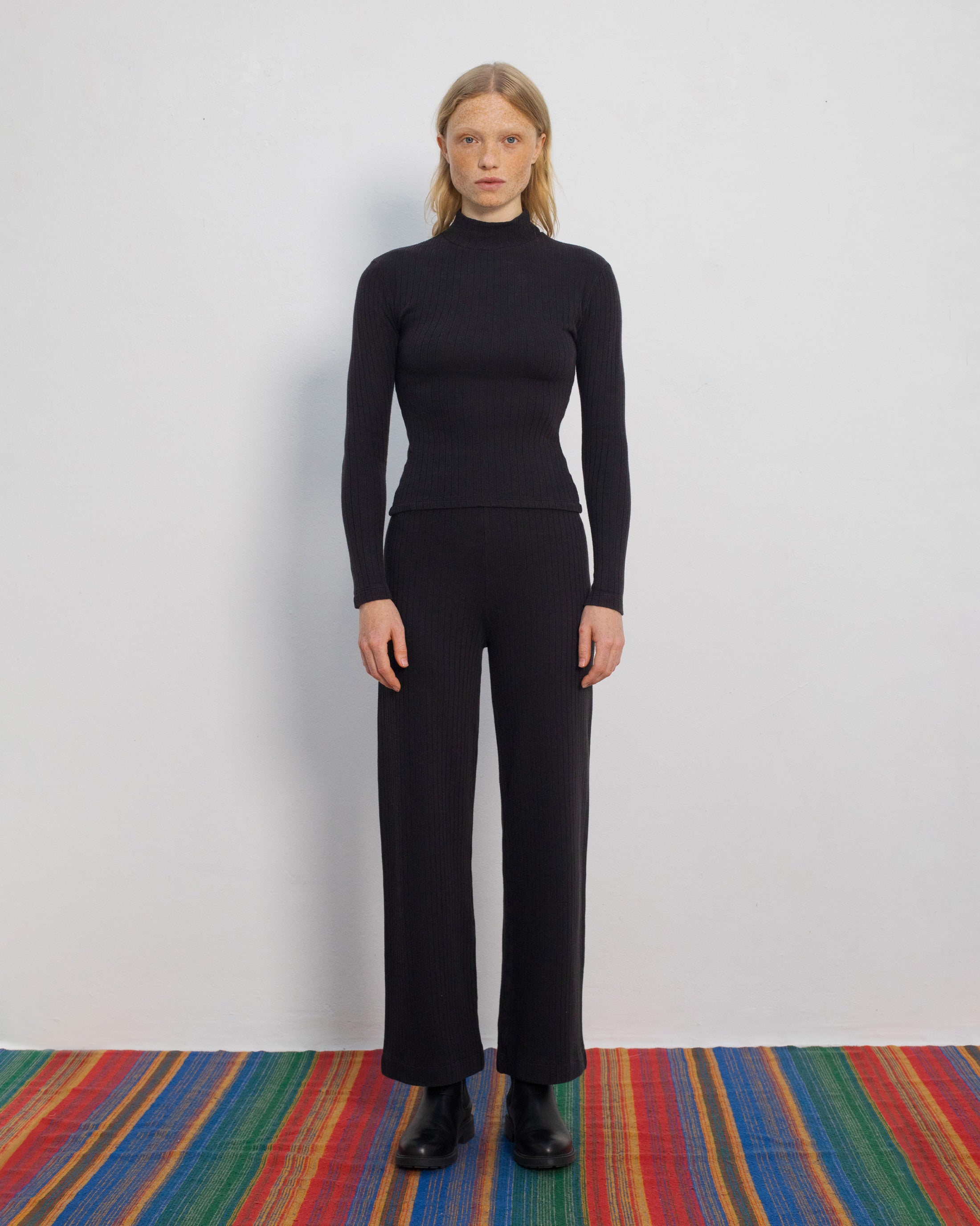 Gerippte Hose Bio Baumwolle - Schwarz