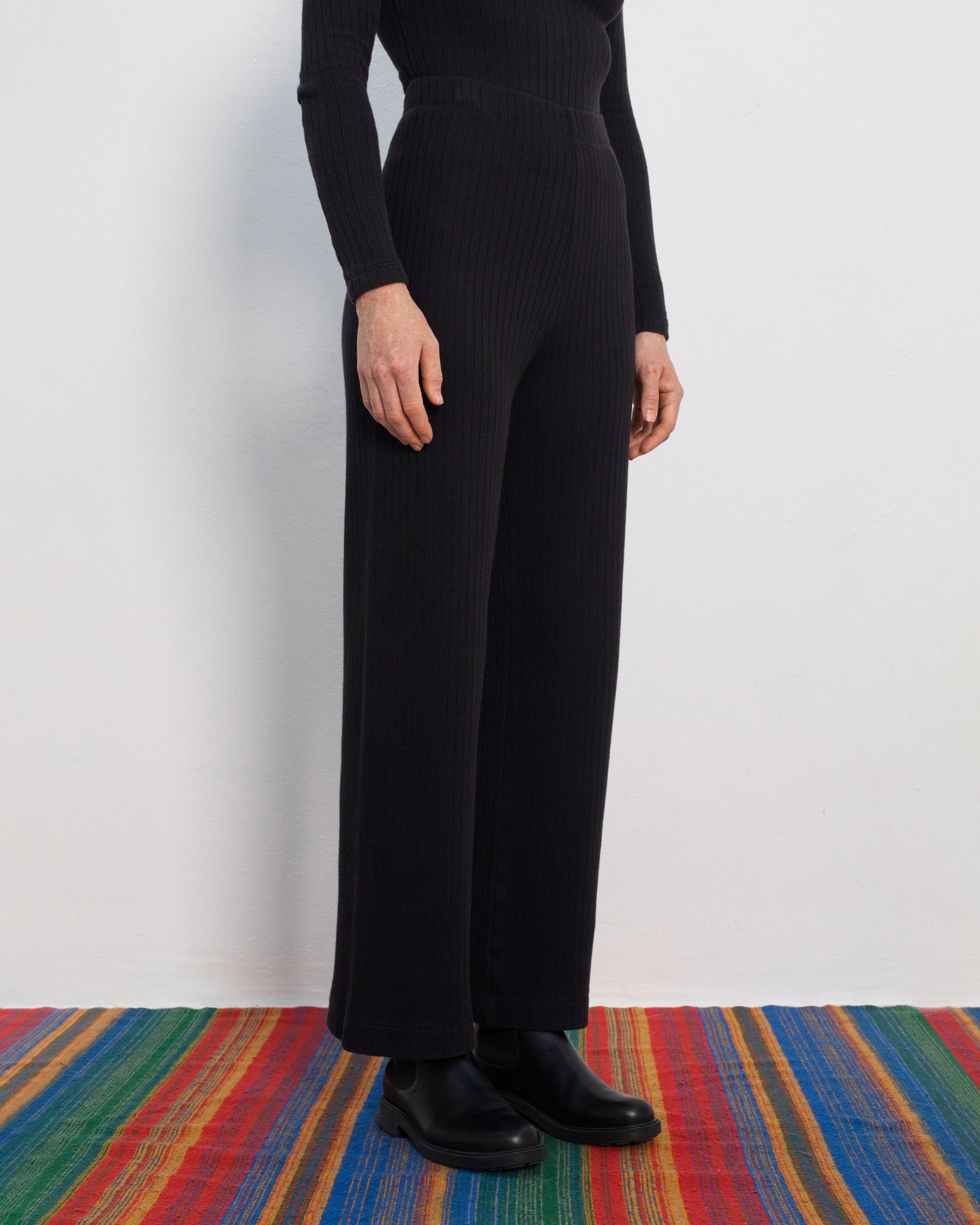 Gerippte Hose Bio Baumwolle - Schwarz