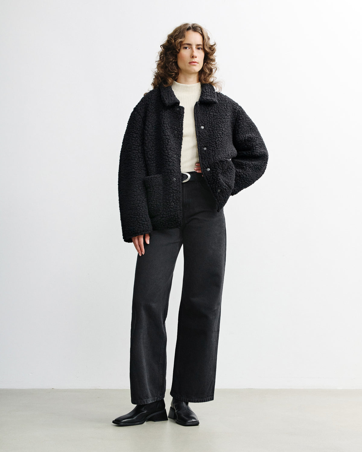 Sherpa Jacke Bio Wolle - Schwarz