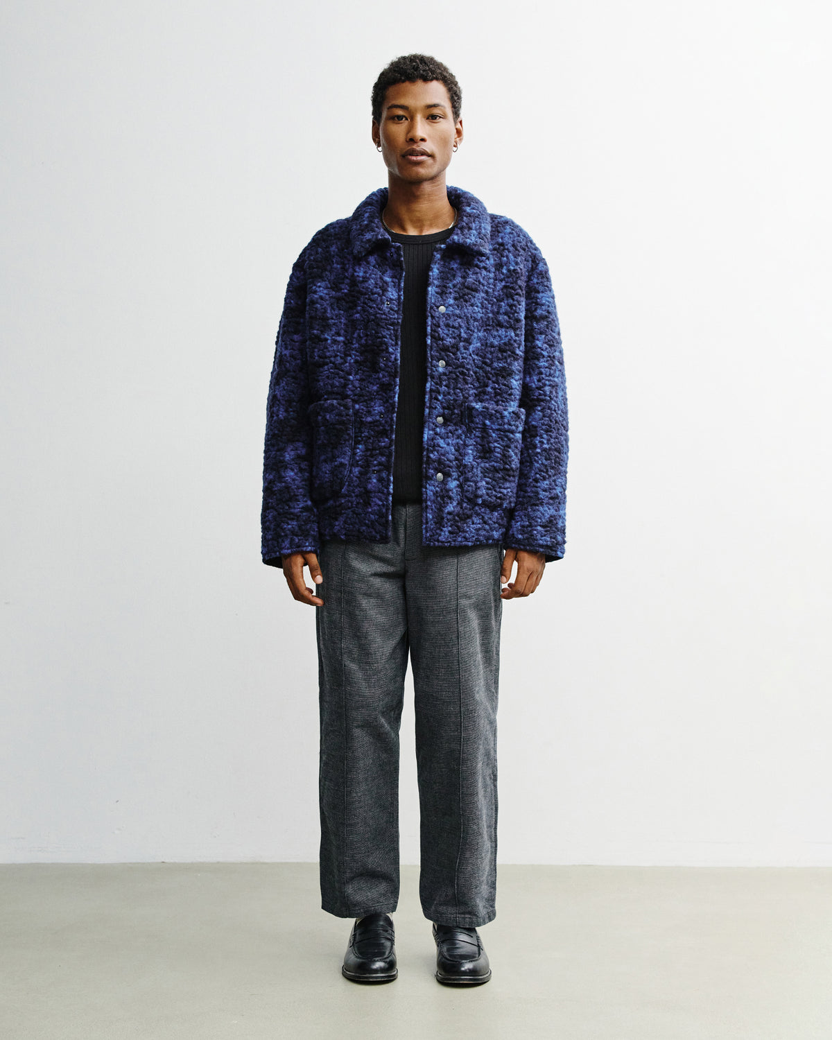 Sherpa Jacke Bio Wolle - Blau