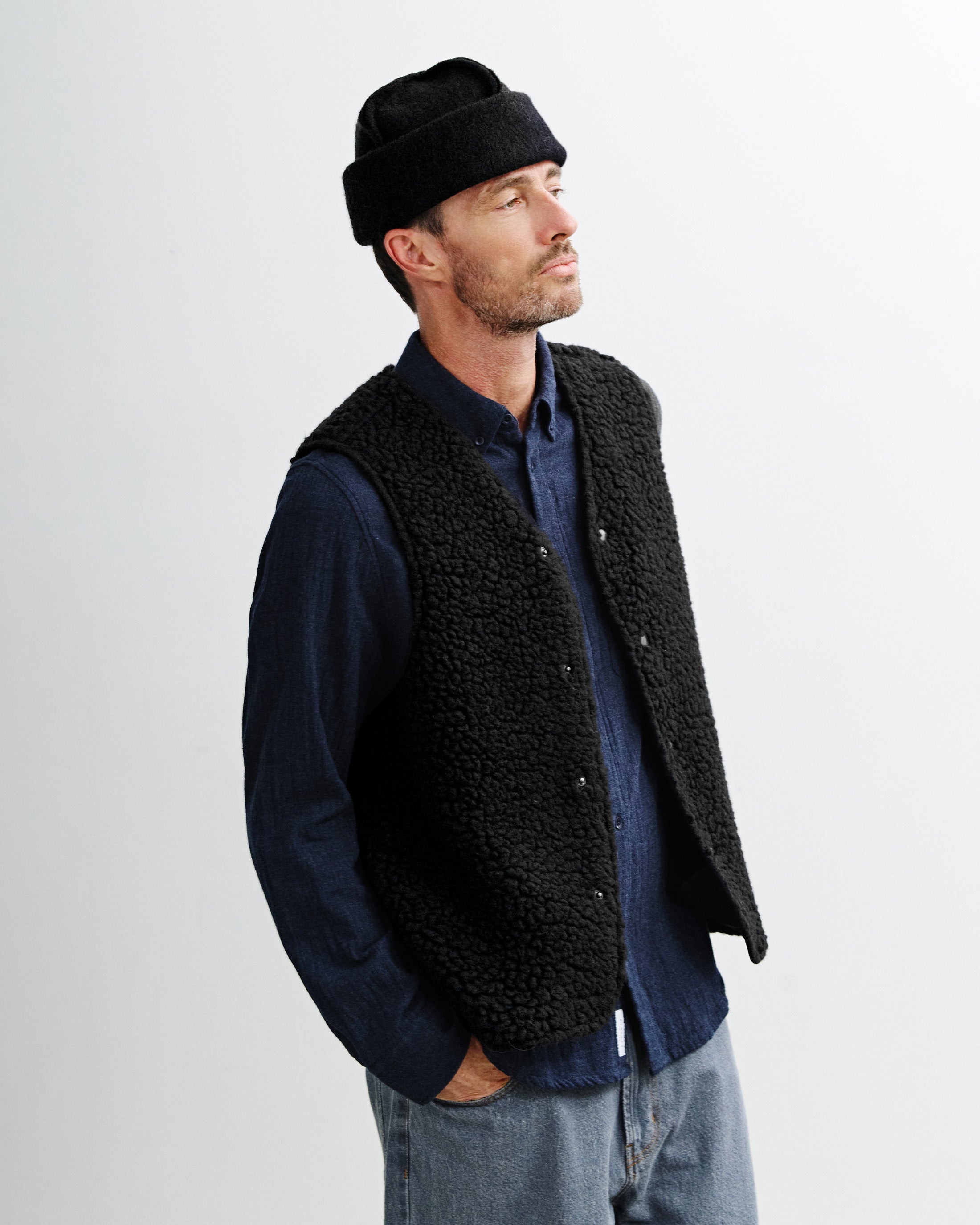 Sherpa Weste Bio Wolle - Schwarz