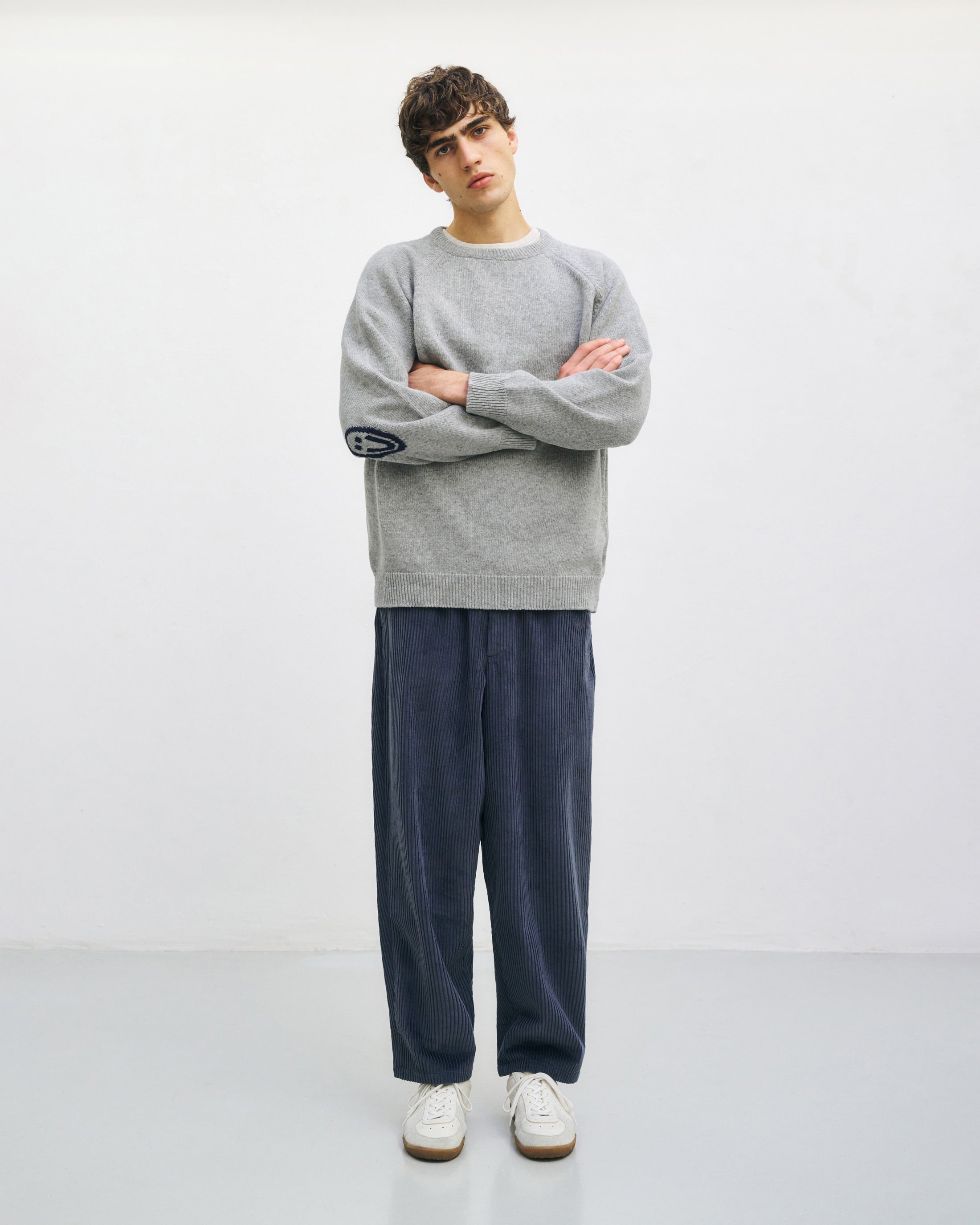 Smiling Strickpullover Recycelte Wolle - Hellgrau