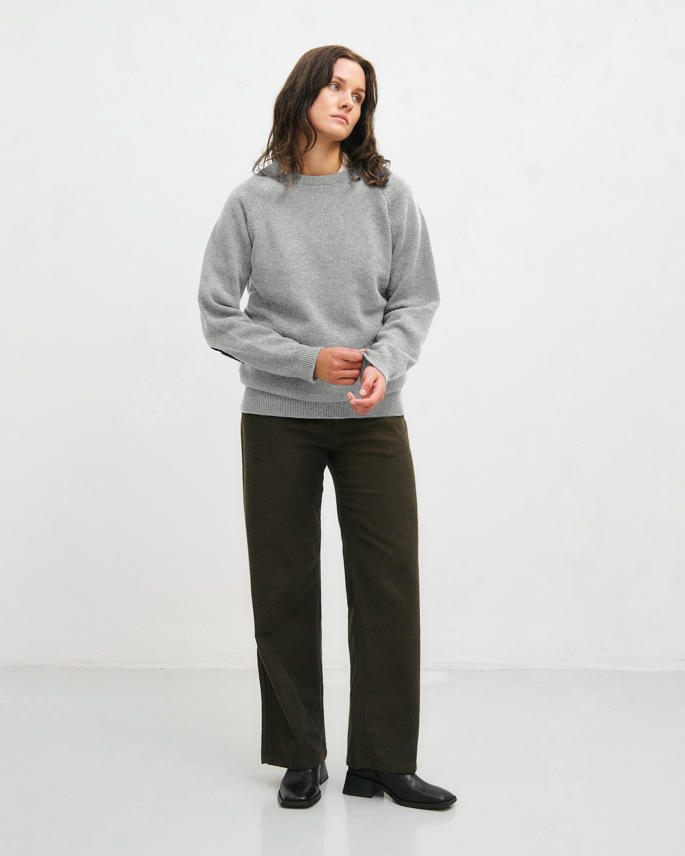 Smiling Strickpullover Recycelte Wolle - Hellgrau