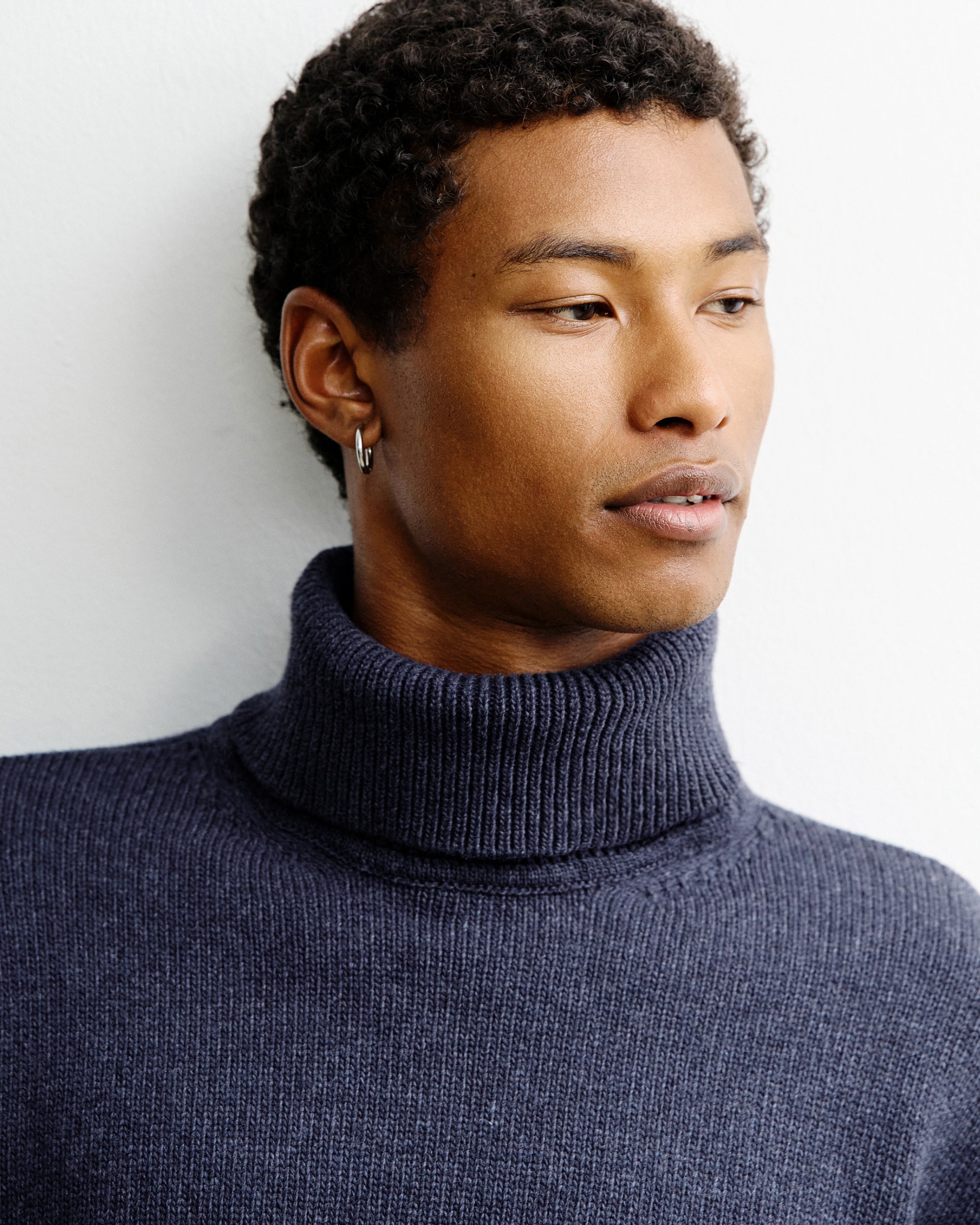 Rollkragen Pullover Merinowolle - Blau