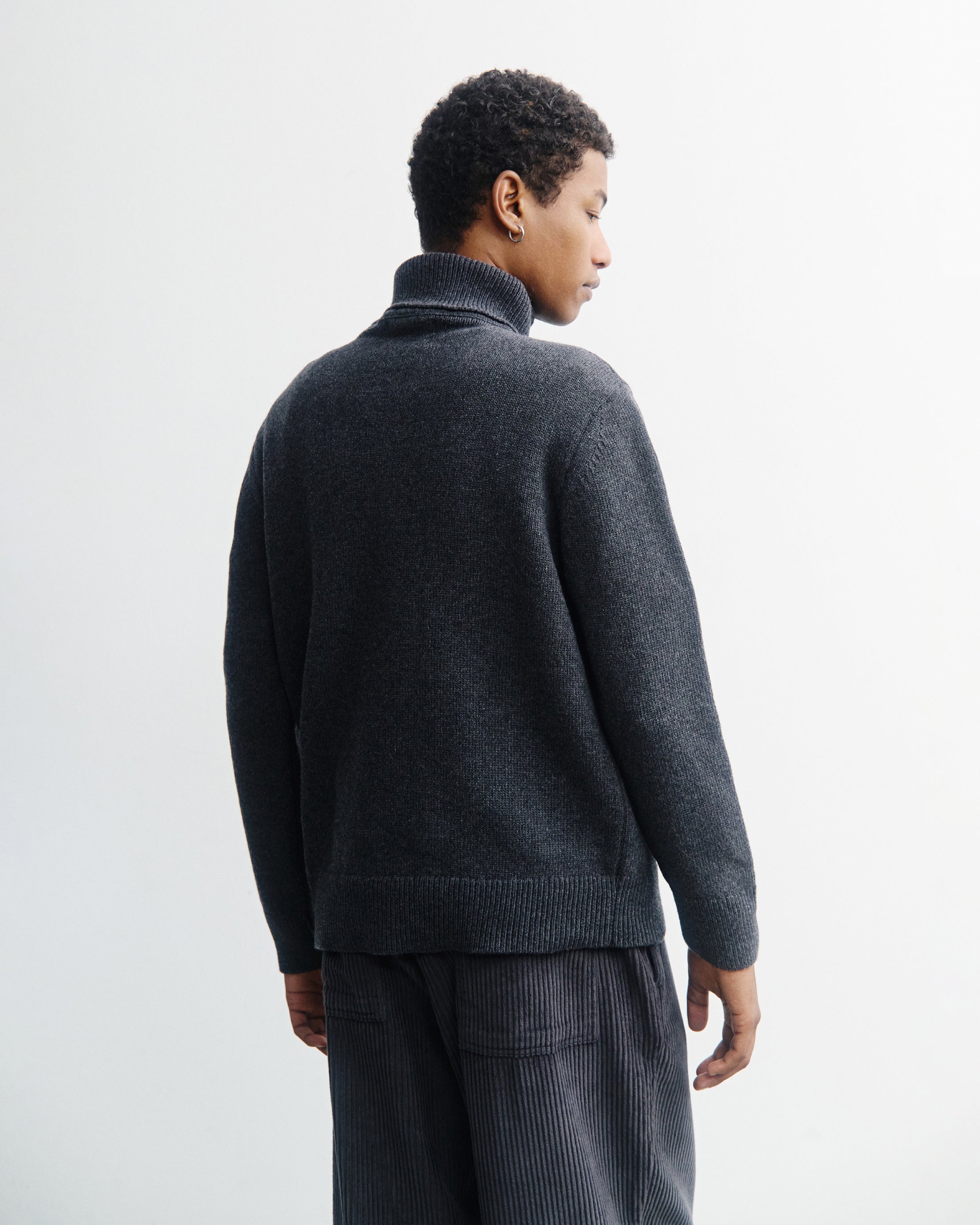 Rollkragen Pullover Merinowolle - Anthrazit