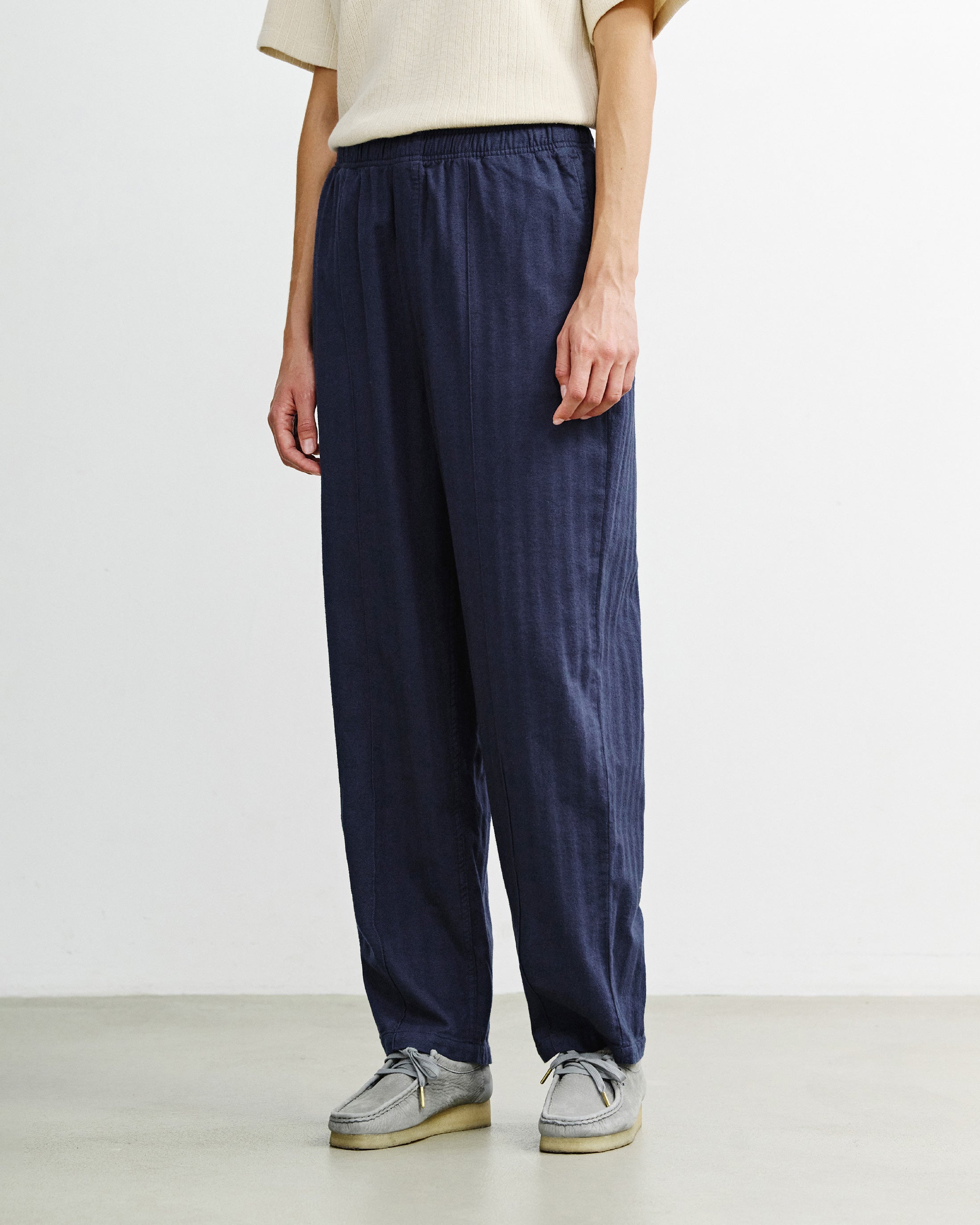 Weite Bundfaltenhose Bio Baumwolle - Blau