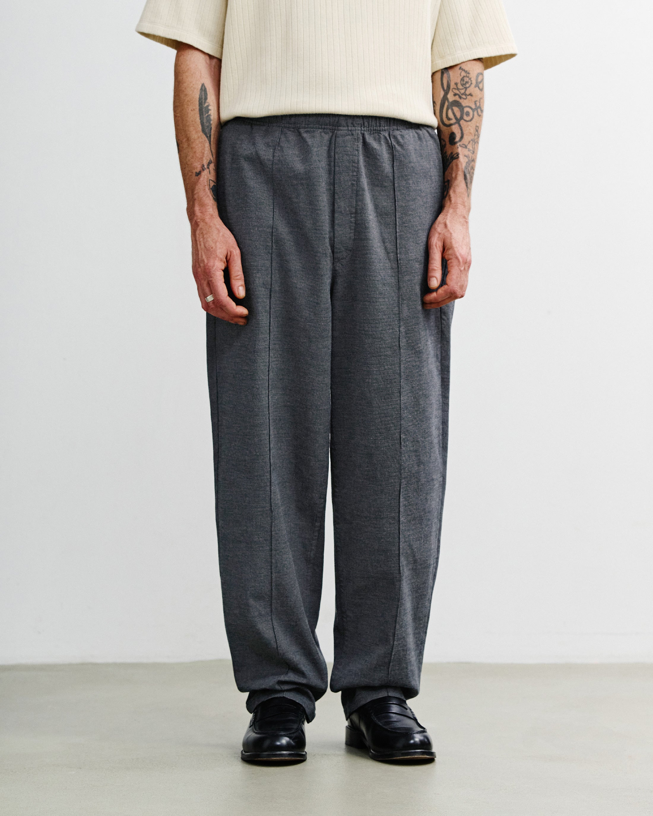 Weite Bundfaltenhose Bio Baumwolle - Grau Melange
