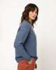 Gerippter Strickpullover Bio Baumwolle - Blau