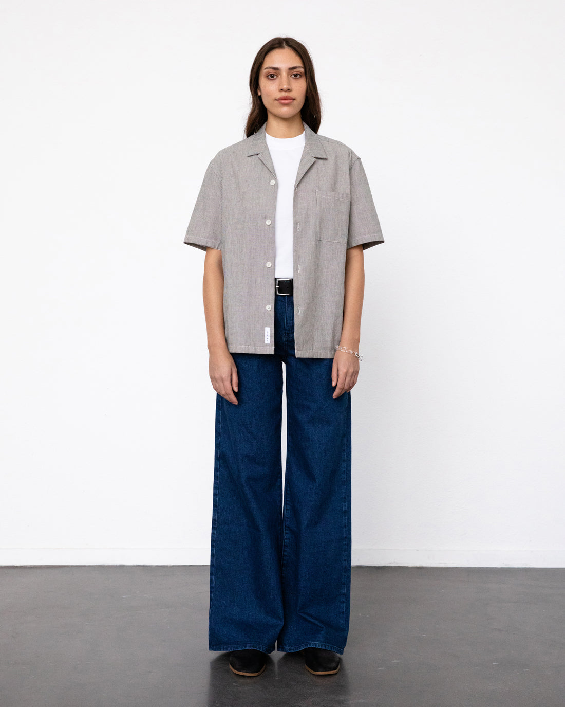 Bowling Shirt Bio Baumwolle - Grau Gestreift