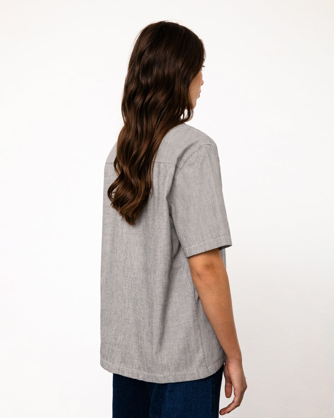 Bowling Shirt Bio Baumwolle - Grau Gestreift