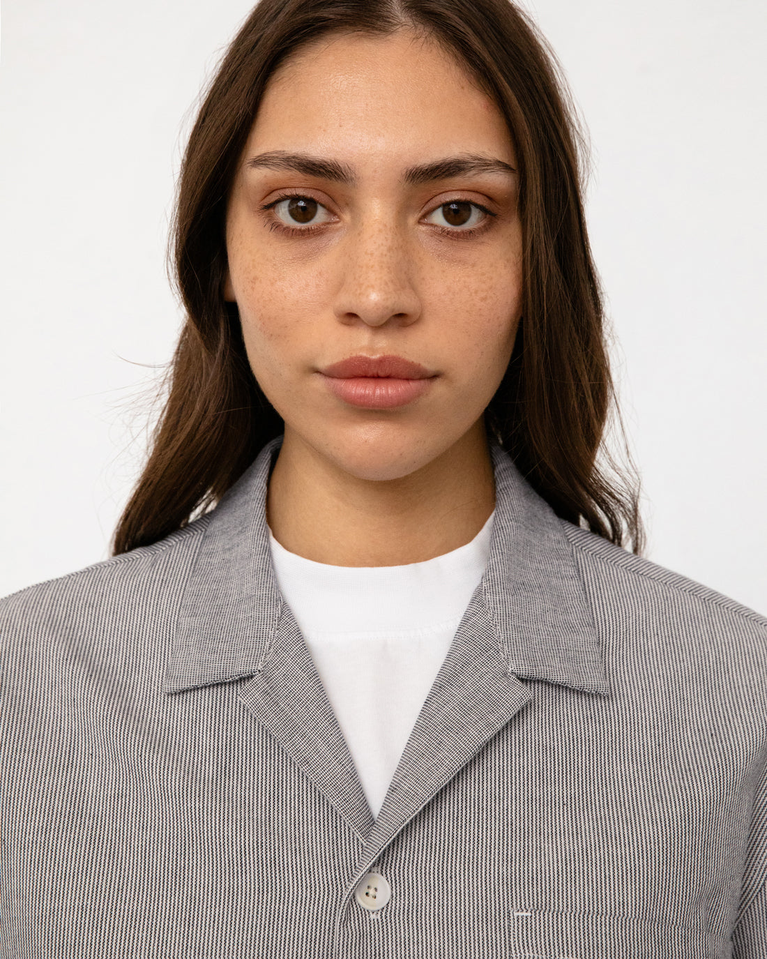 Bowling Shirt Bio Baumwolle - Grau Gestreift