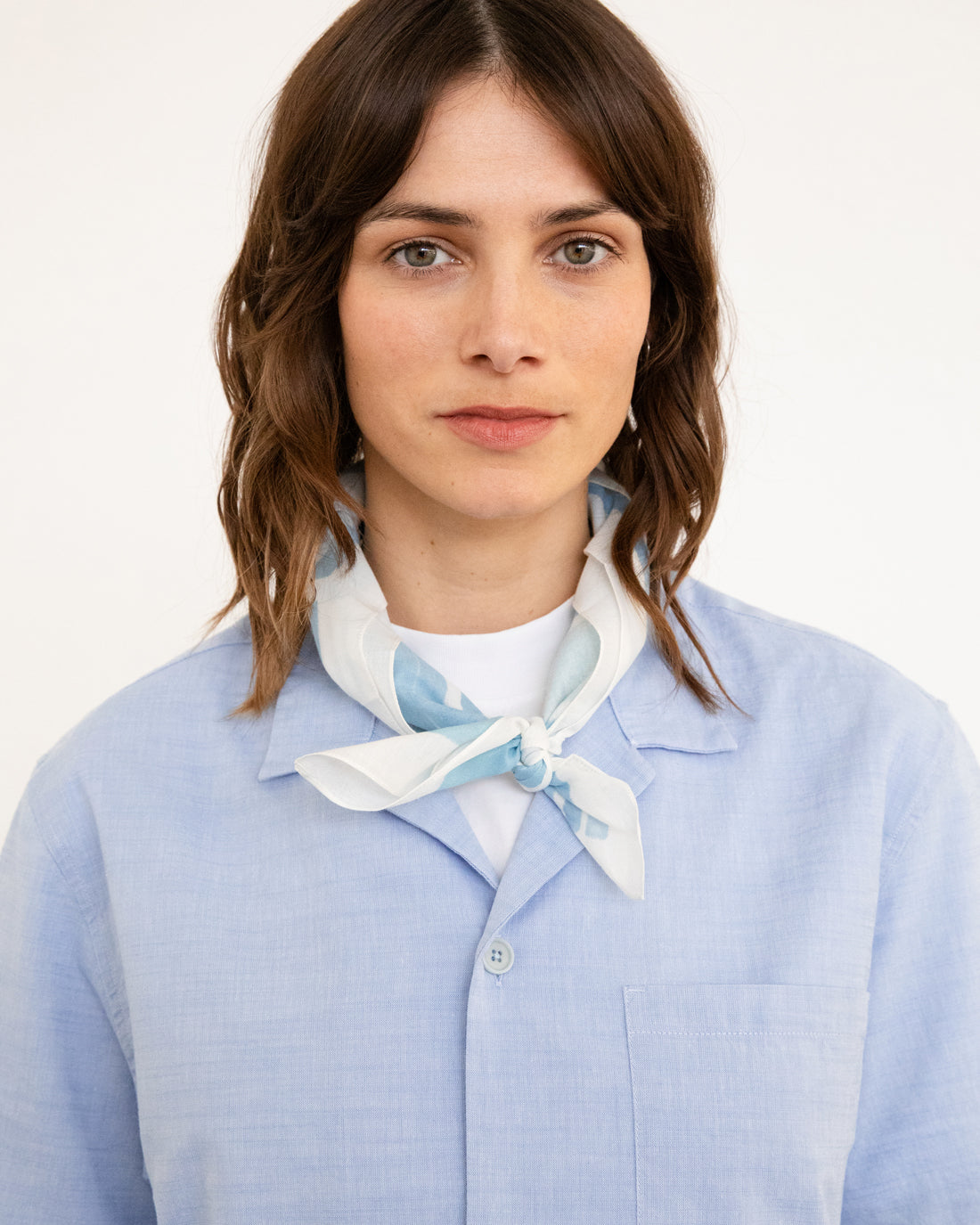 Gestreiftes Bandana Bio Baumwolle - Hellblau