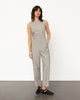 Ärmelloser Jumpsuit Bio Baumwolle - Grau Gestreift