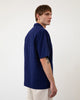 Seersucker Bowling Shirt Bio Baumwolle - Dunkelblau