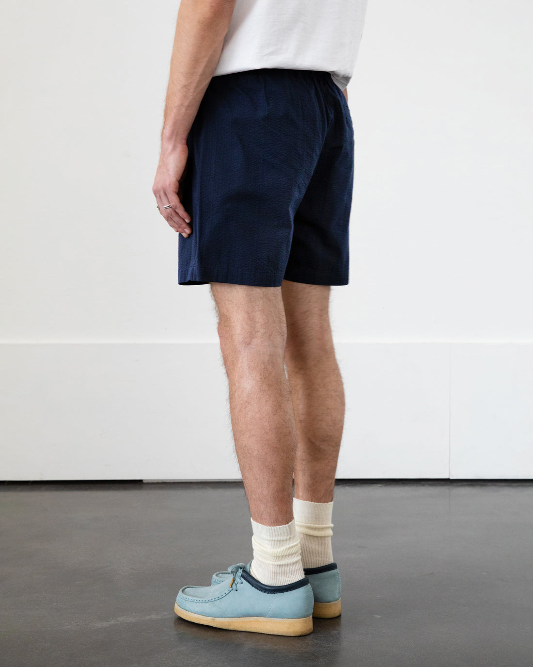 Kurze Seersucker Hose Bio Baumwolle - Dunkelblau