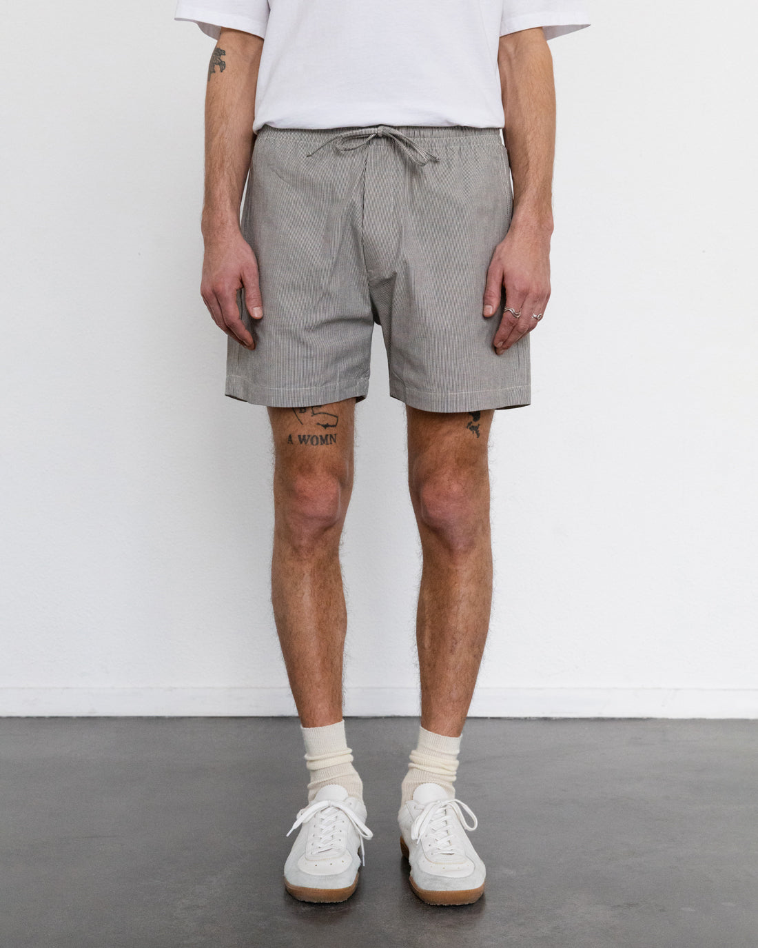 Kurze Hose Bio Baumwolle - Grau Gestreift