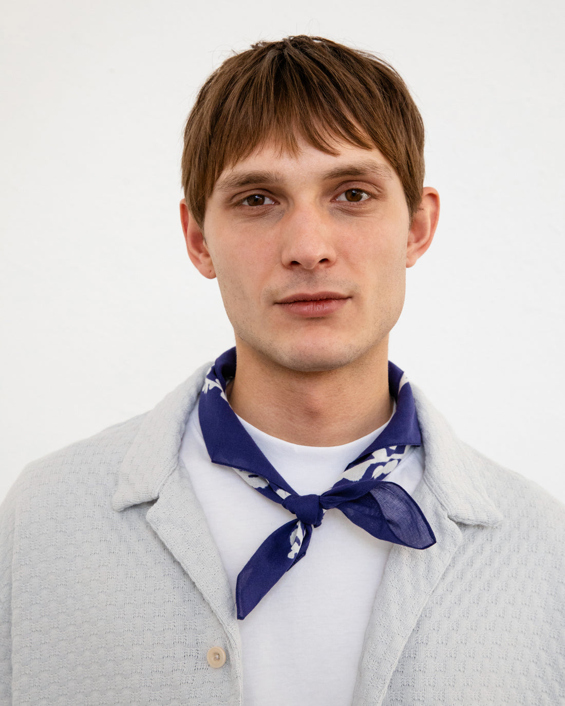 Gestricktes Bowling Shirt Bio Baumwolle - Grau